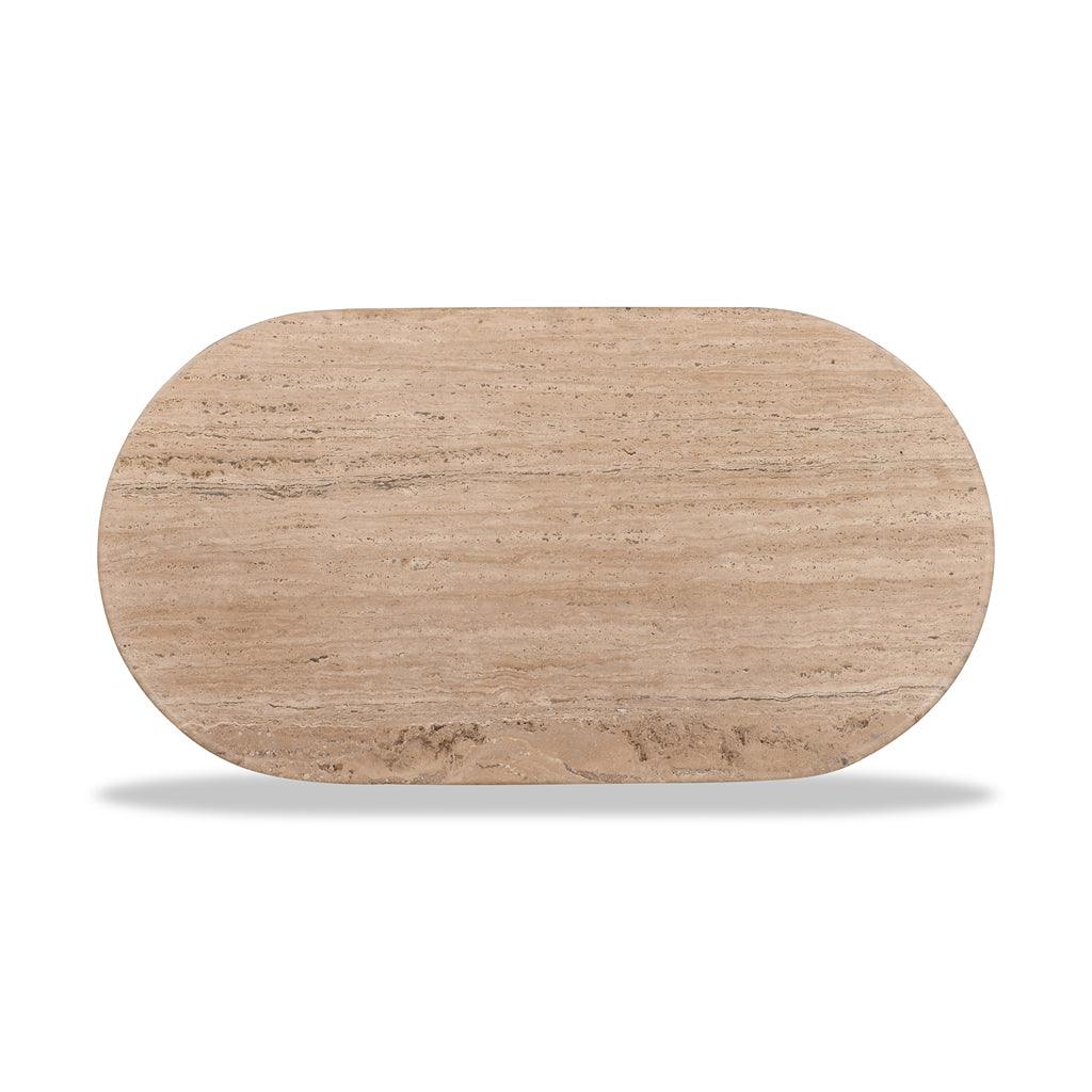 CCF8716-RB 1.2m Travertine Top Oval Coffee Table - Walnut - Furniture Castle