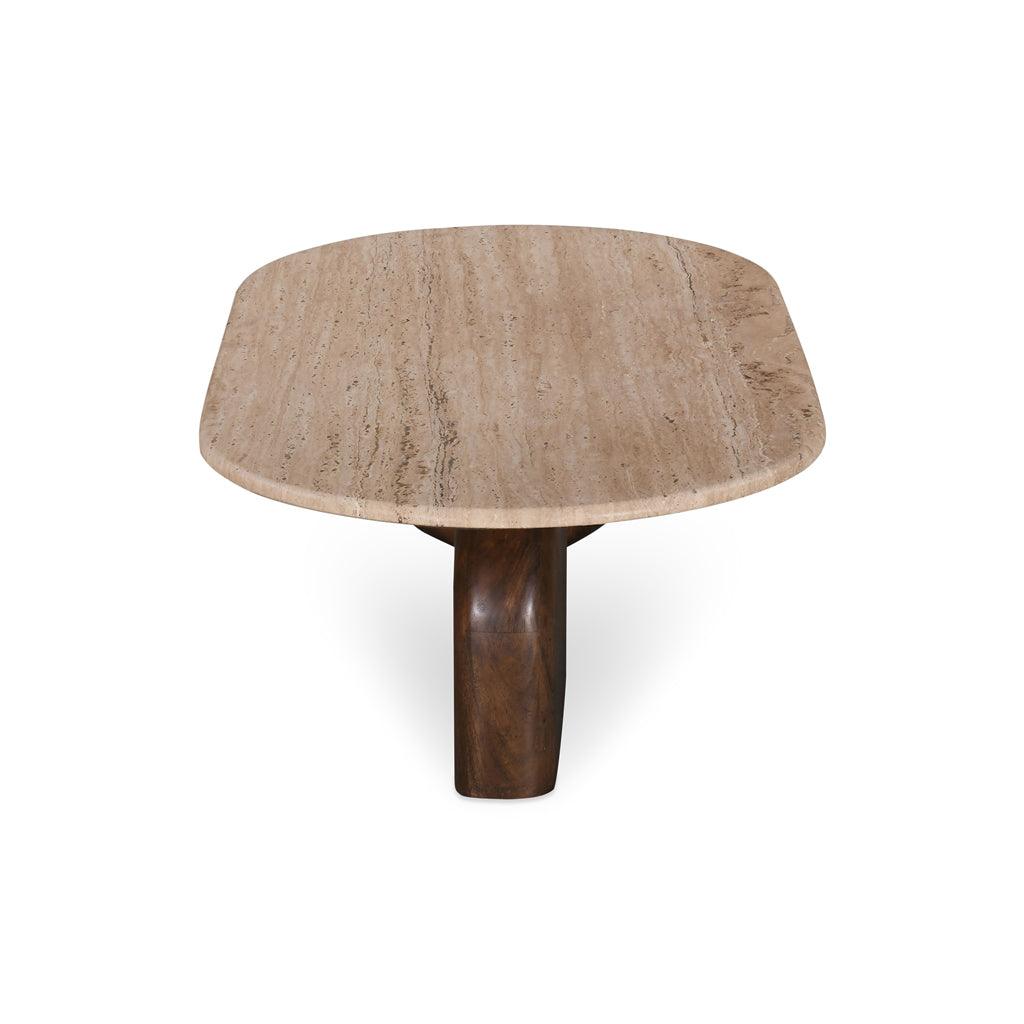 CCF8716-RB 1.2m Travertine Top Oval Coffee Table - Walnut - Furniture Castle
