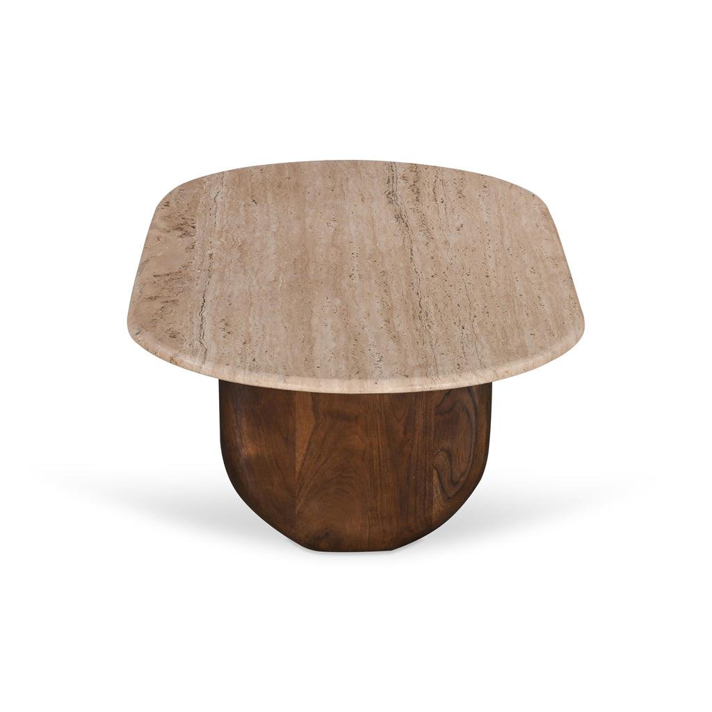 CCF8716-RB 1.2m Travertine Top Oval Coffee Table - Walnut - Furniture Castle