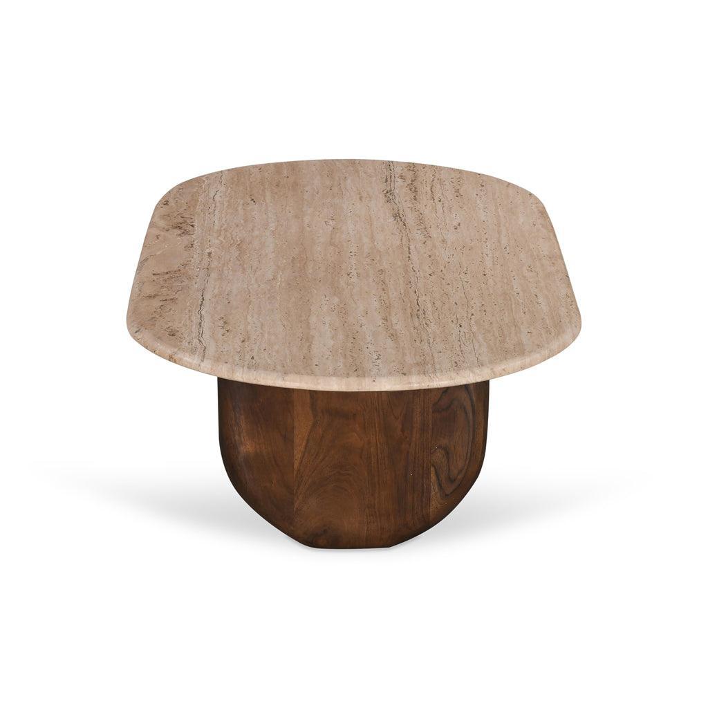 CCF8716-RB 1.2m Travertine Top Oval Coffee Table - Walnut - Furniture Castle