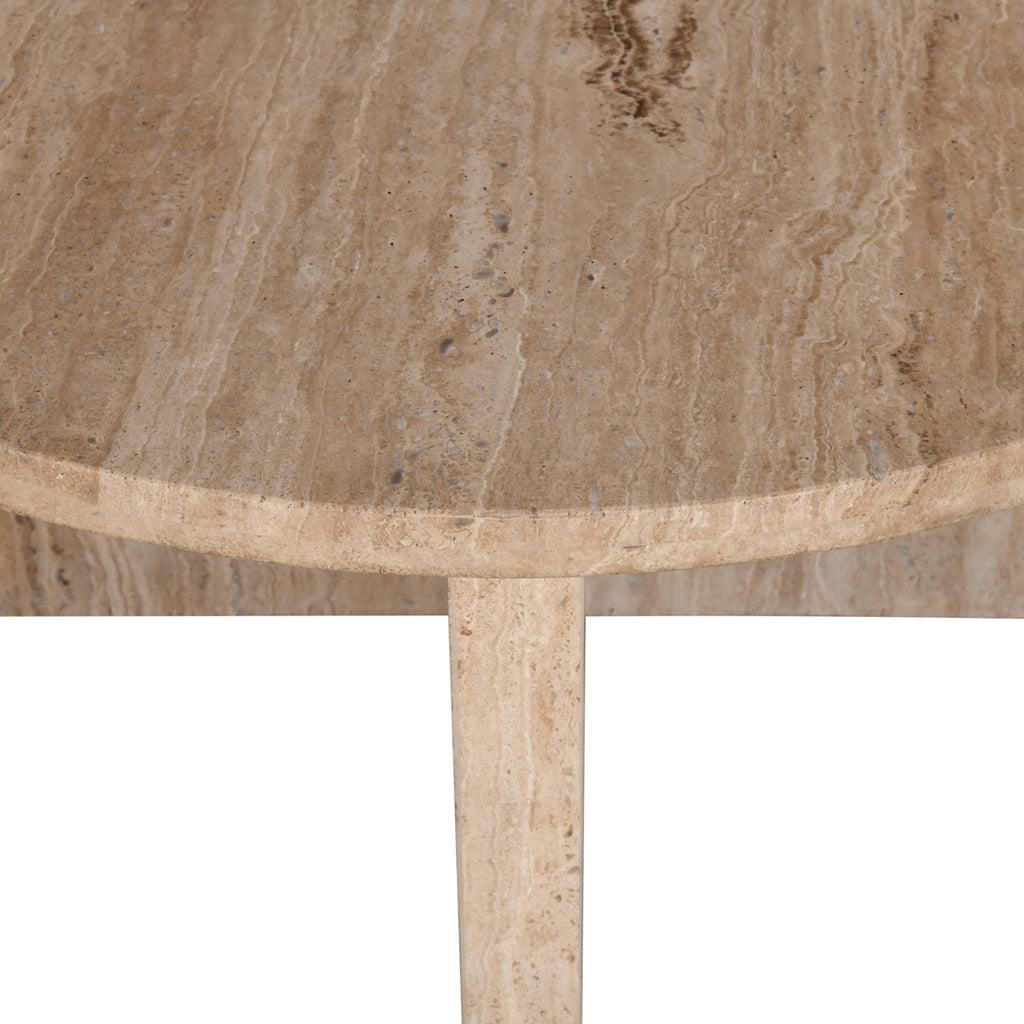 CCF8727-RB 90cm Travertine Top Round Coffee Table - Furniture Castle