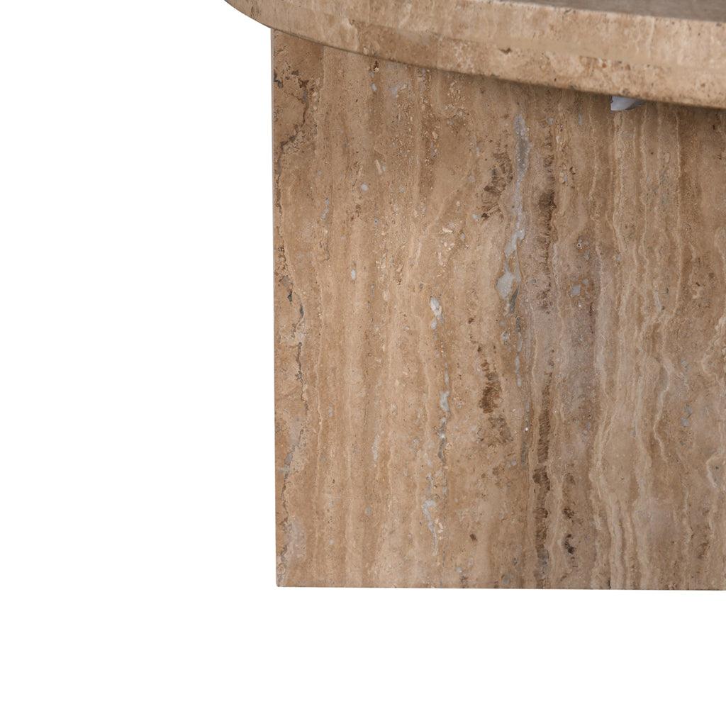 CCF8727-RB 90cm Travertine Top Round Coffee Table - Furniture Castle
