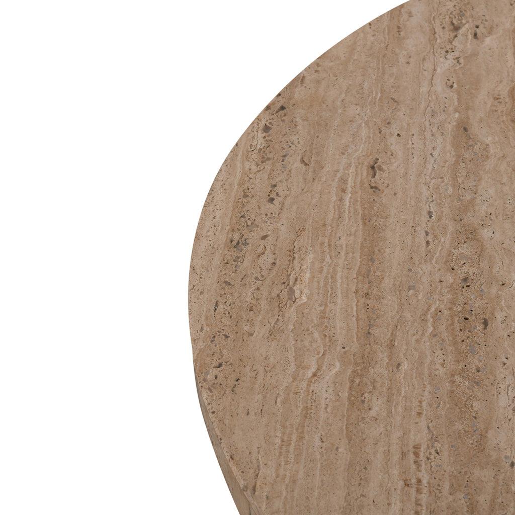 CCF8727-RB 90cm Travertine Top Round Coffee Table - Furniture Castle