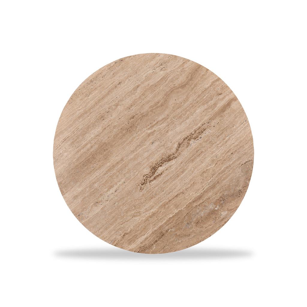 CCF8727-RB 90cm Travertine Top Round Coffee Table - Furniture Castle