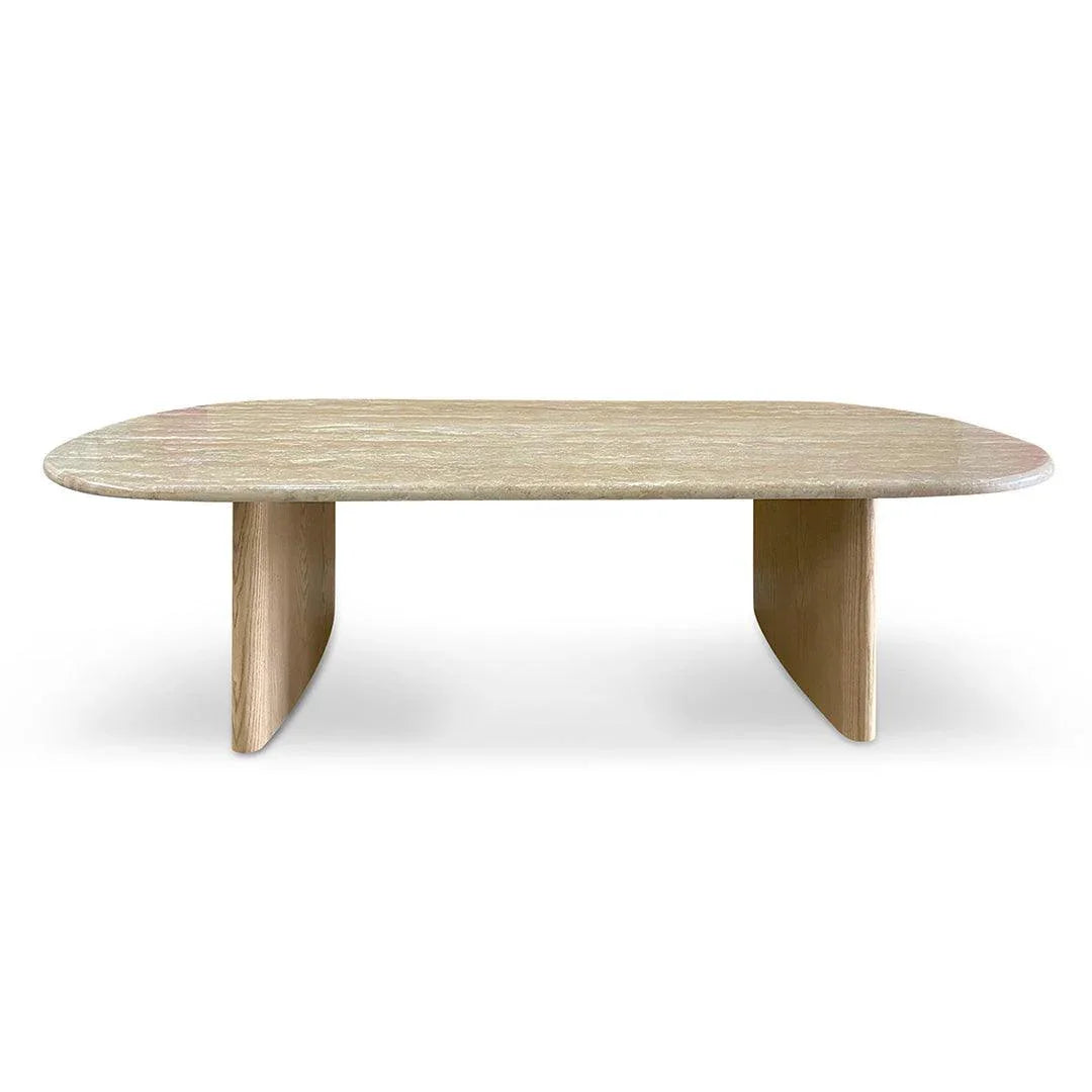 CCF8739-KK 1.5m Travertine Top Coffee Table - Creme Ash - Furniture Castle