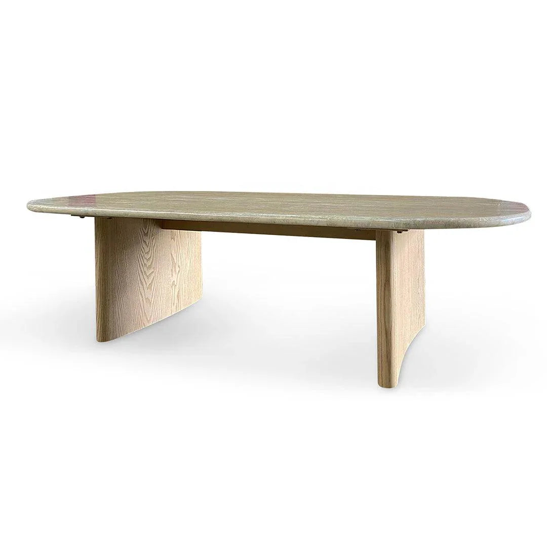 CCF8739-KK 1.5m Travertine Top Coffee Table - Creme Ash - Furniture Castle