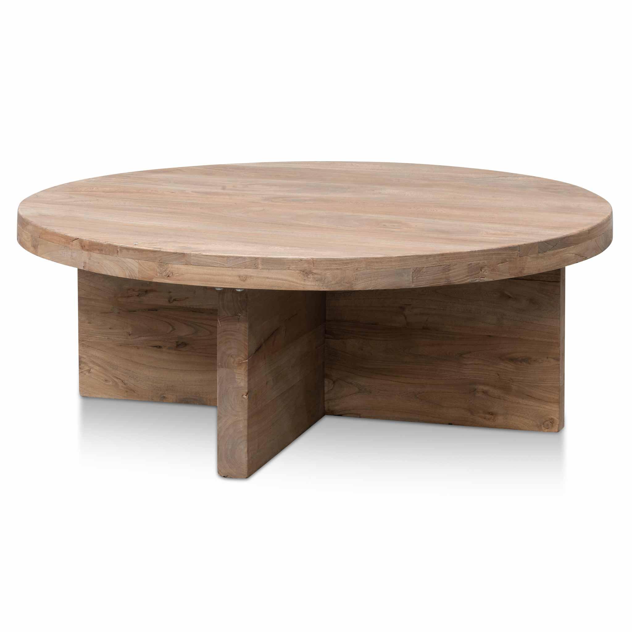 CDT6563 100cm Round Coffee Table - Natural-Thick Base - Furniture Castle