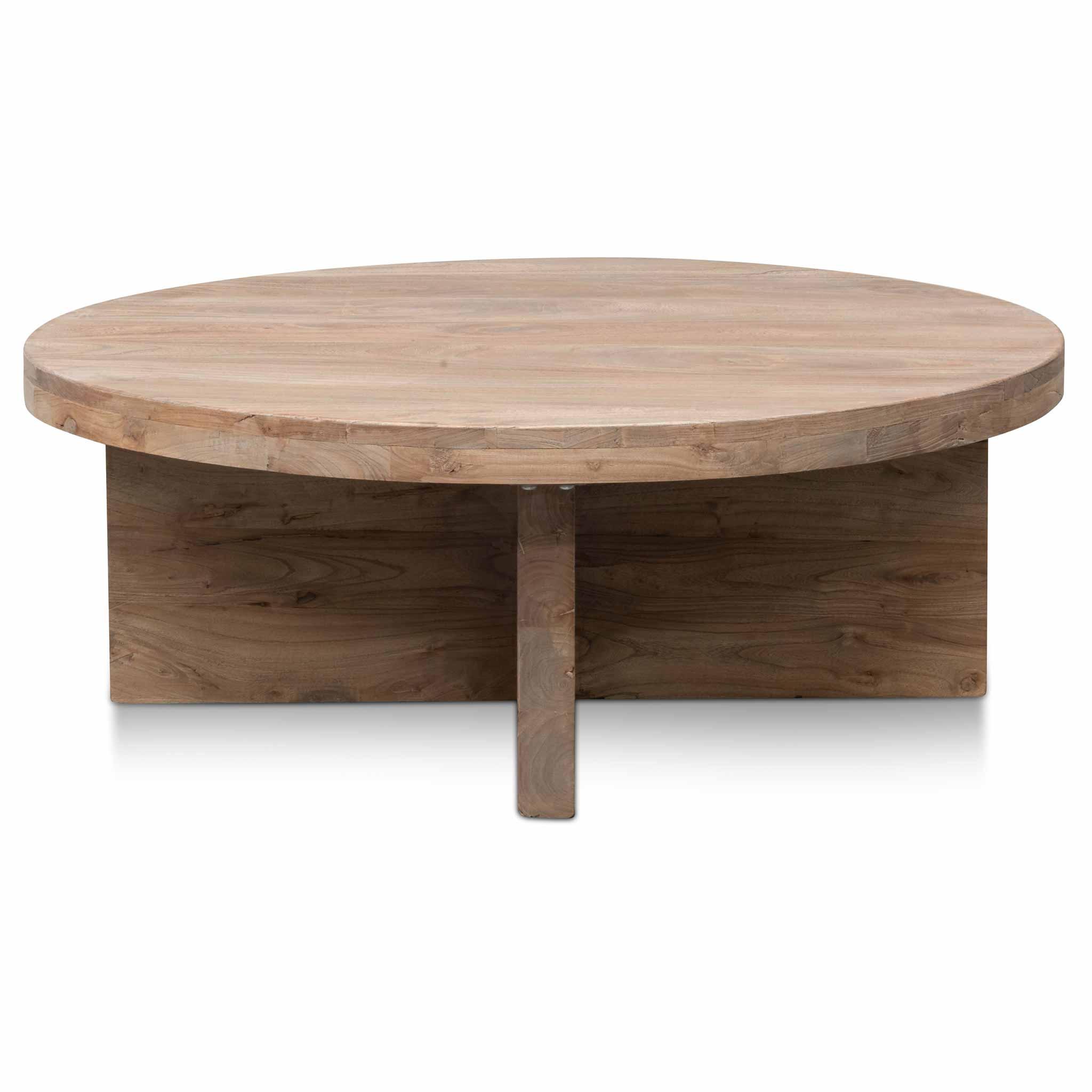 CDT6563 100cm Round Coffee Table - Natural-Thick Base - Furniture Castle