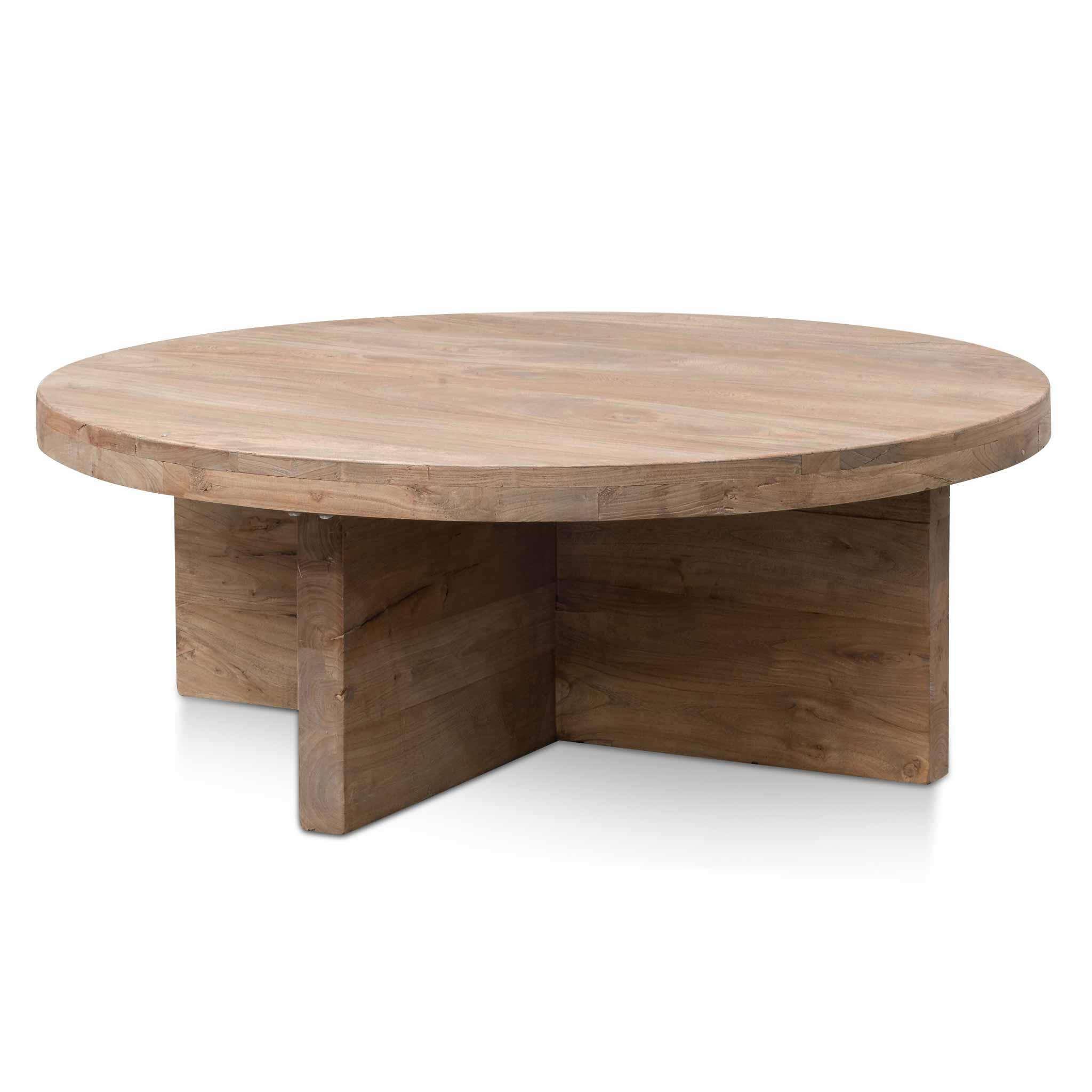 CDT6563 100cm Round Coffee Table - Natural-Thick Base - Furniture Castle