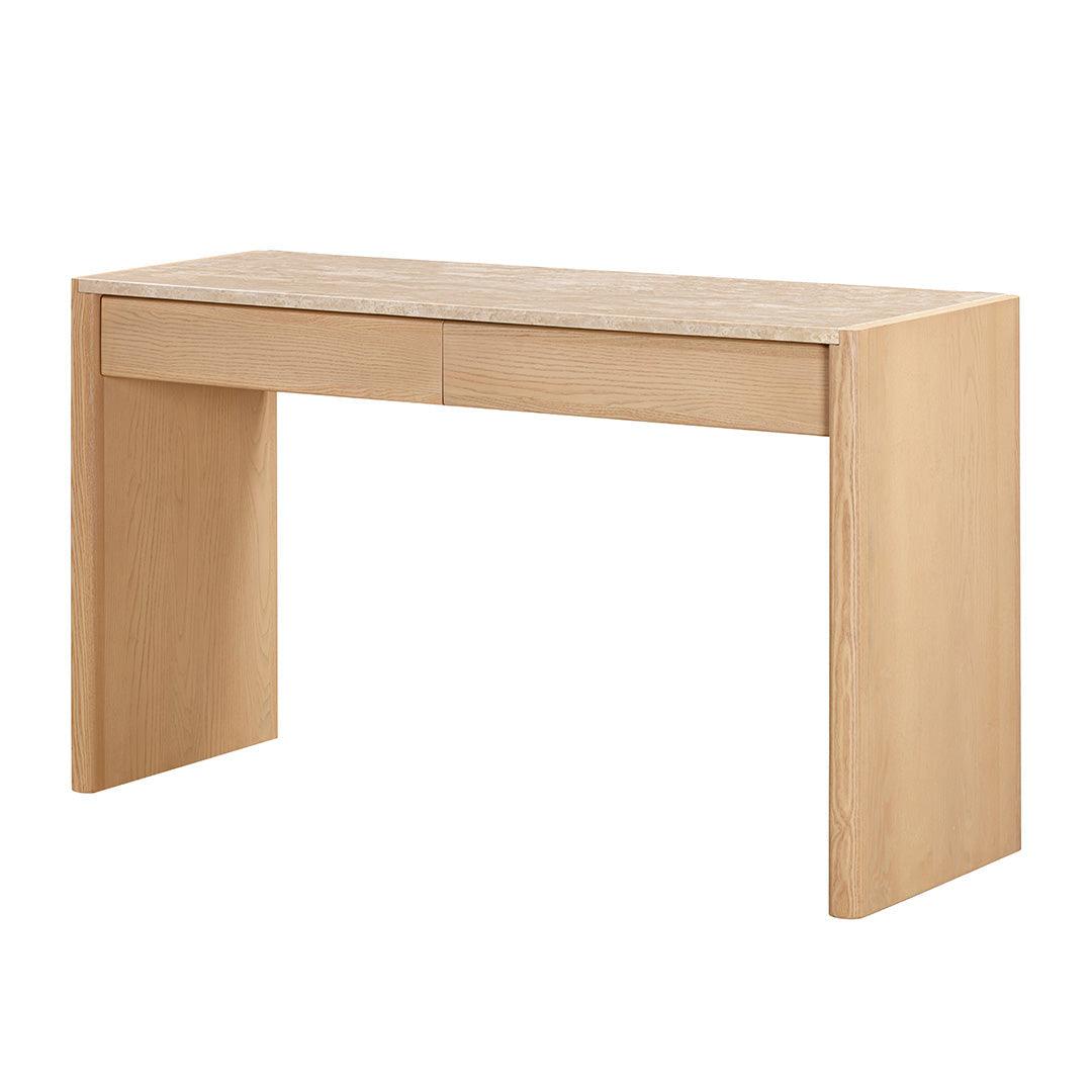 CDT8738-KK 1.4m Travertine Top Console Table - Crème Ash - Furniture Castle