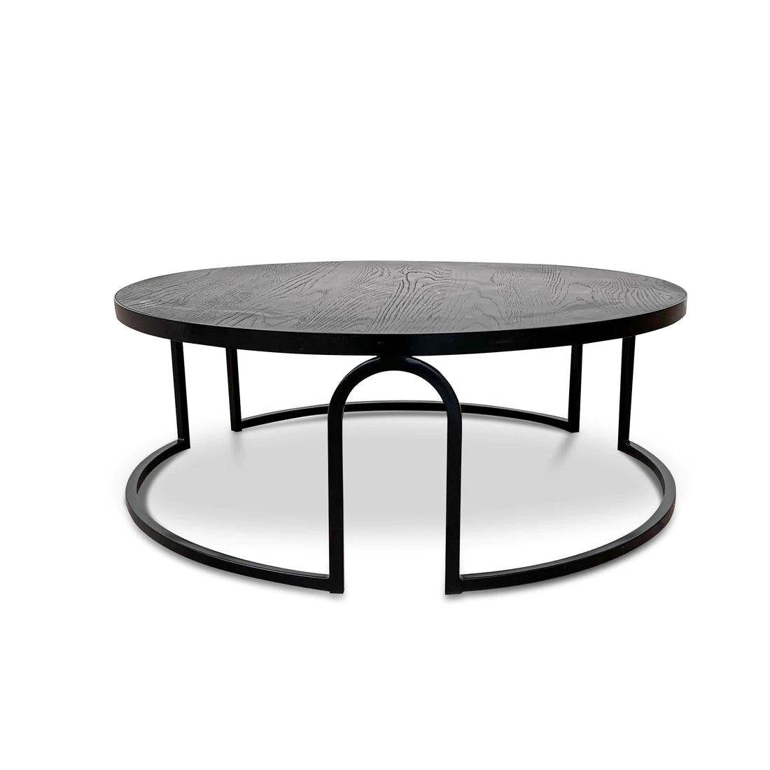 Chivas Oak Coffee Table - Full Black With Metal Legs - Furniture Castle