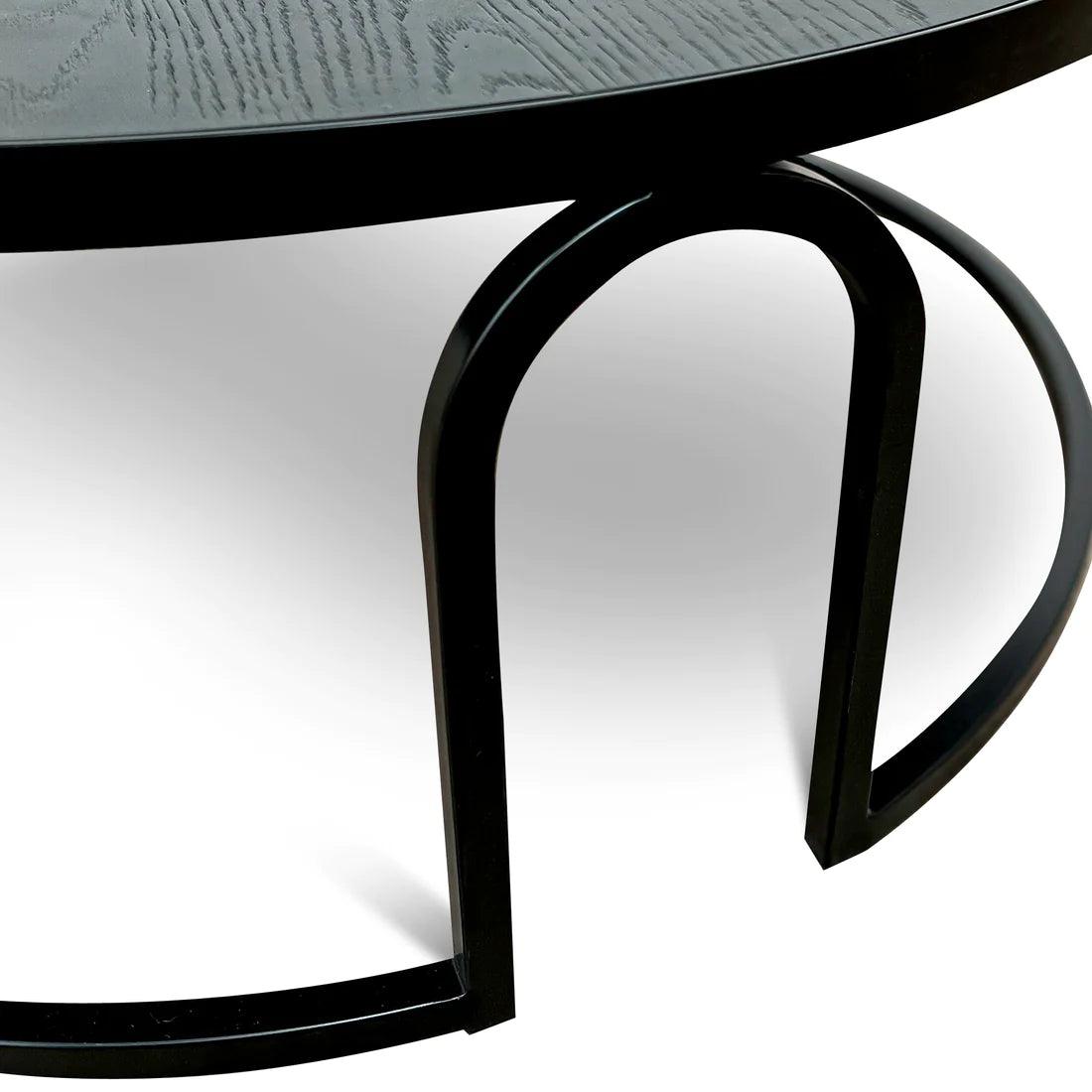 Chivas Oak Coffee Table - Full Black With Metal Legs - Furniture Castle