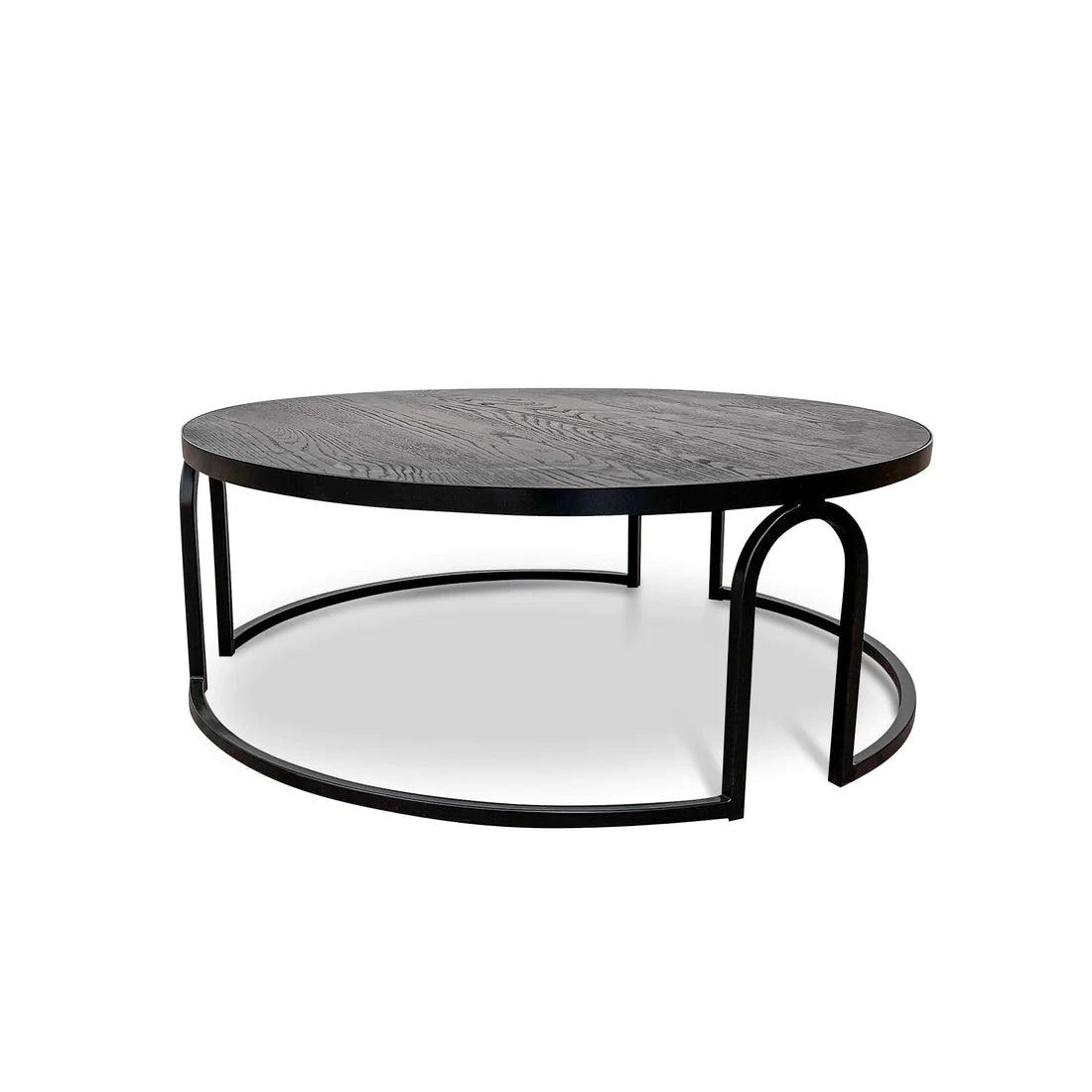 Chivas Oak Coffee Table - Full Black With Metal Legs - Furniture Castle
