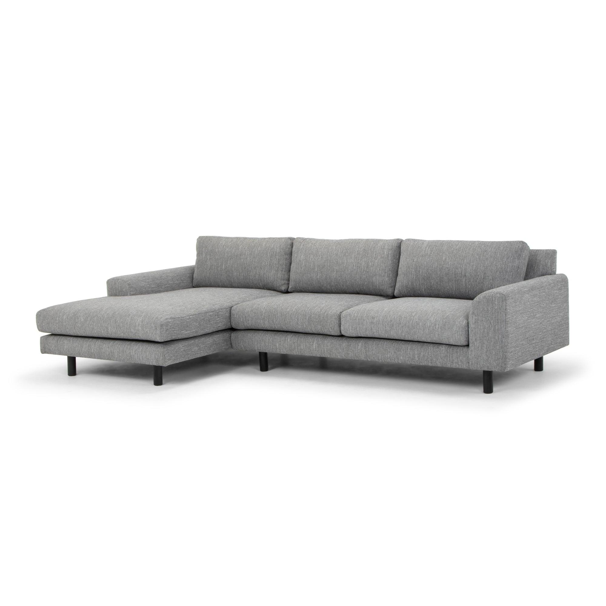 CLC2869-FA 3 Seater Left Chaise Sofa - Graphite Grey with Black Legs - Furniture Castle
