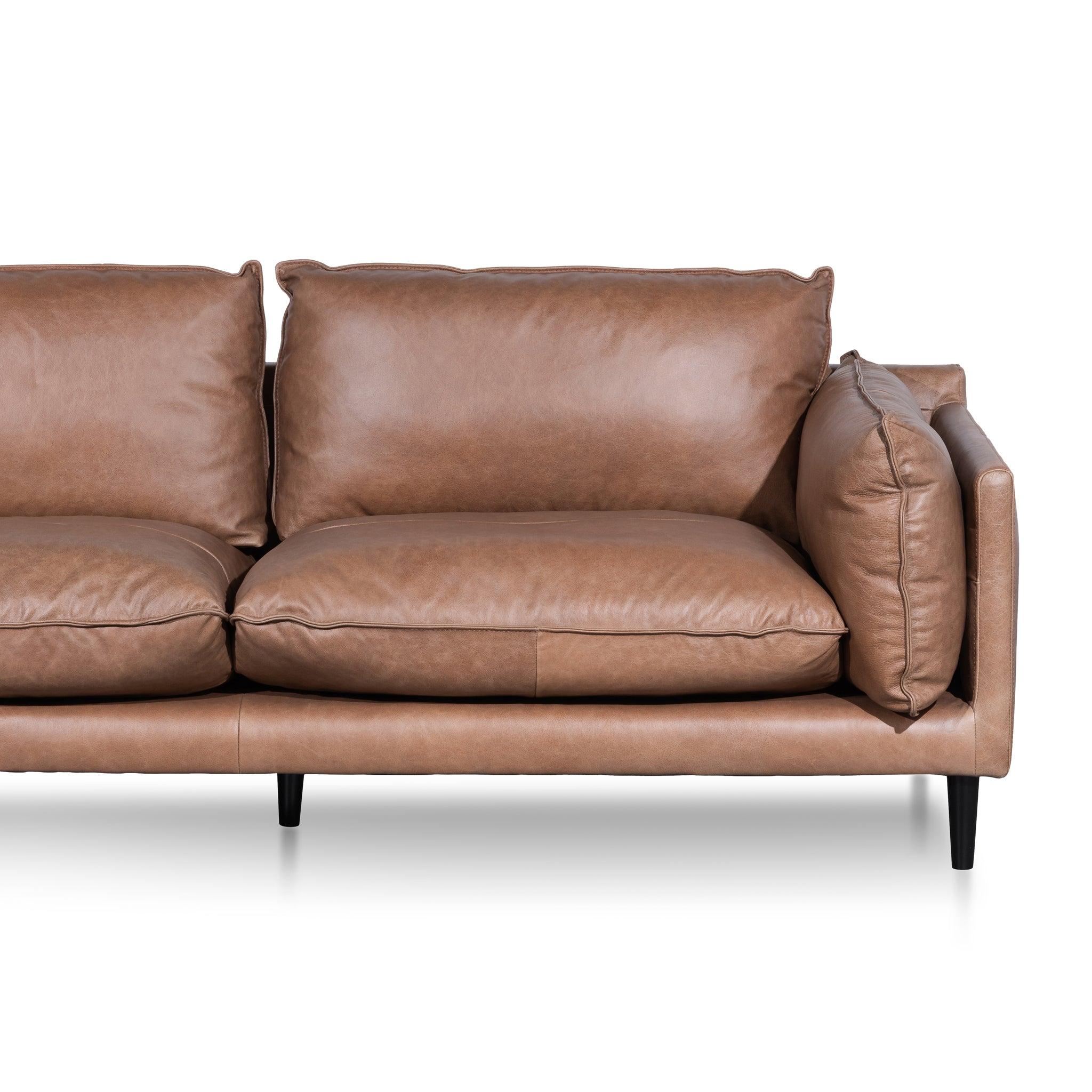 CLC6247-KSO 4 Seater Left Chaise Leather Sofa - Saddle Brown - Furniture Castle