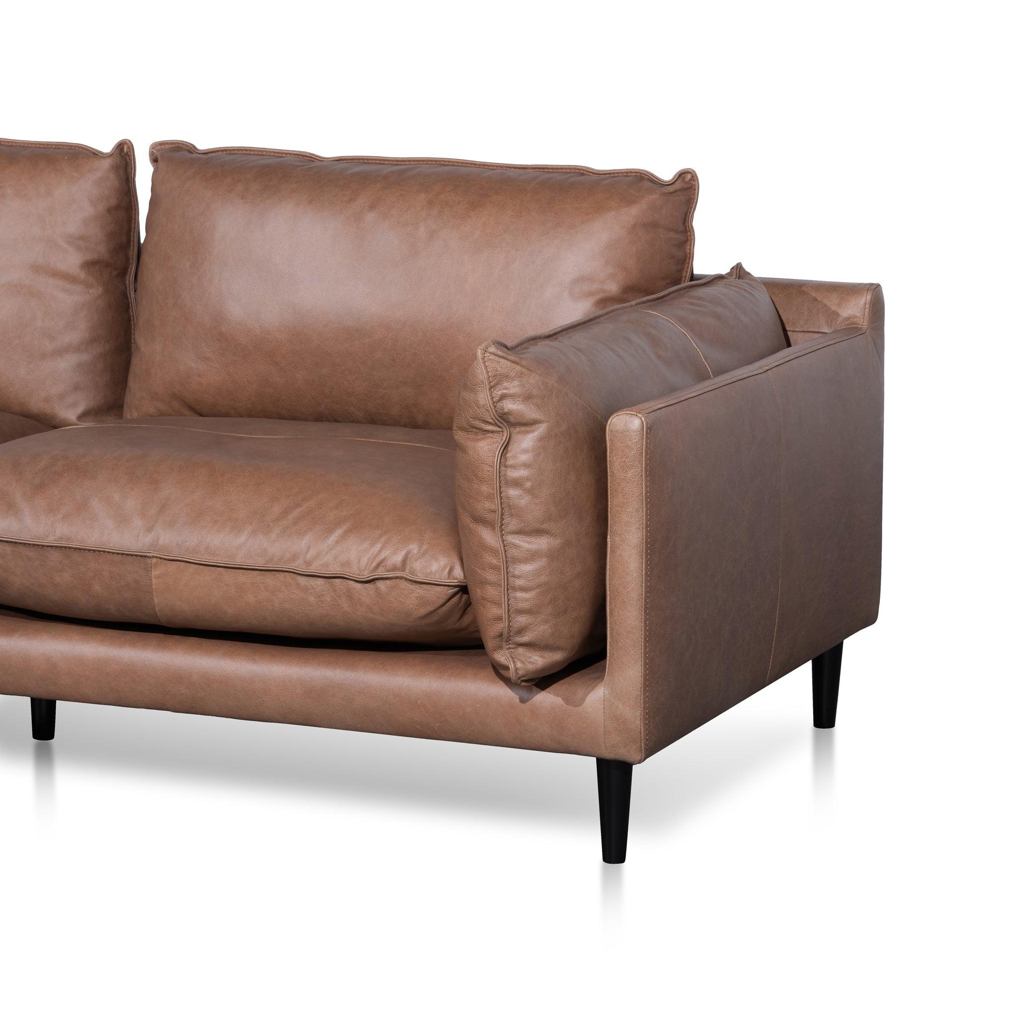 CLC6247-KSO 4 Seater Left Chaise Leather Sofa - Saddle Brown - Furniture Castle