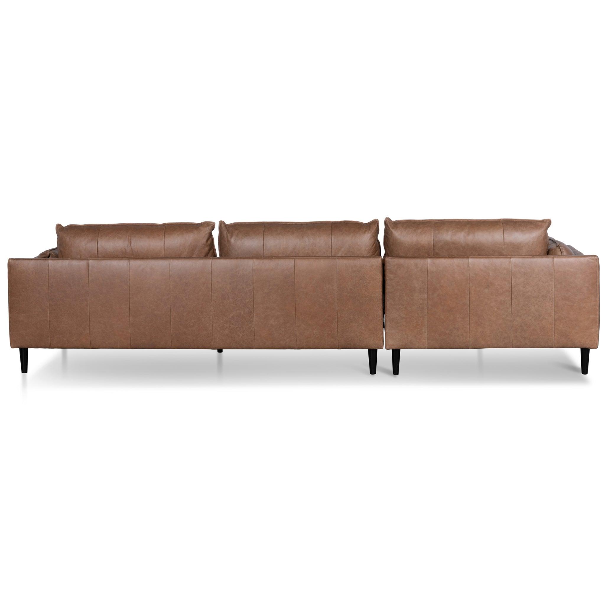 CLC6247-KSO 4 Seater Left Chaise Leather Sofa - Saddle Brown - Furniture Castle