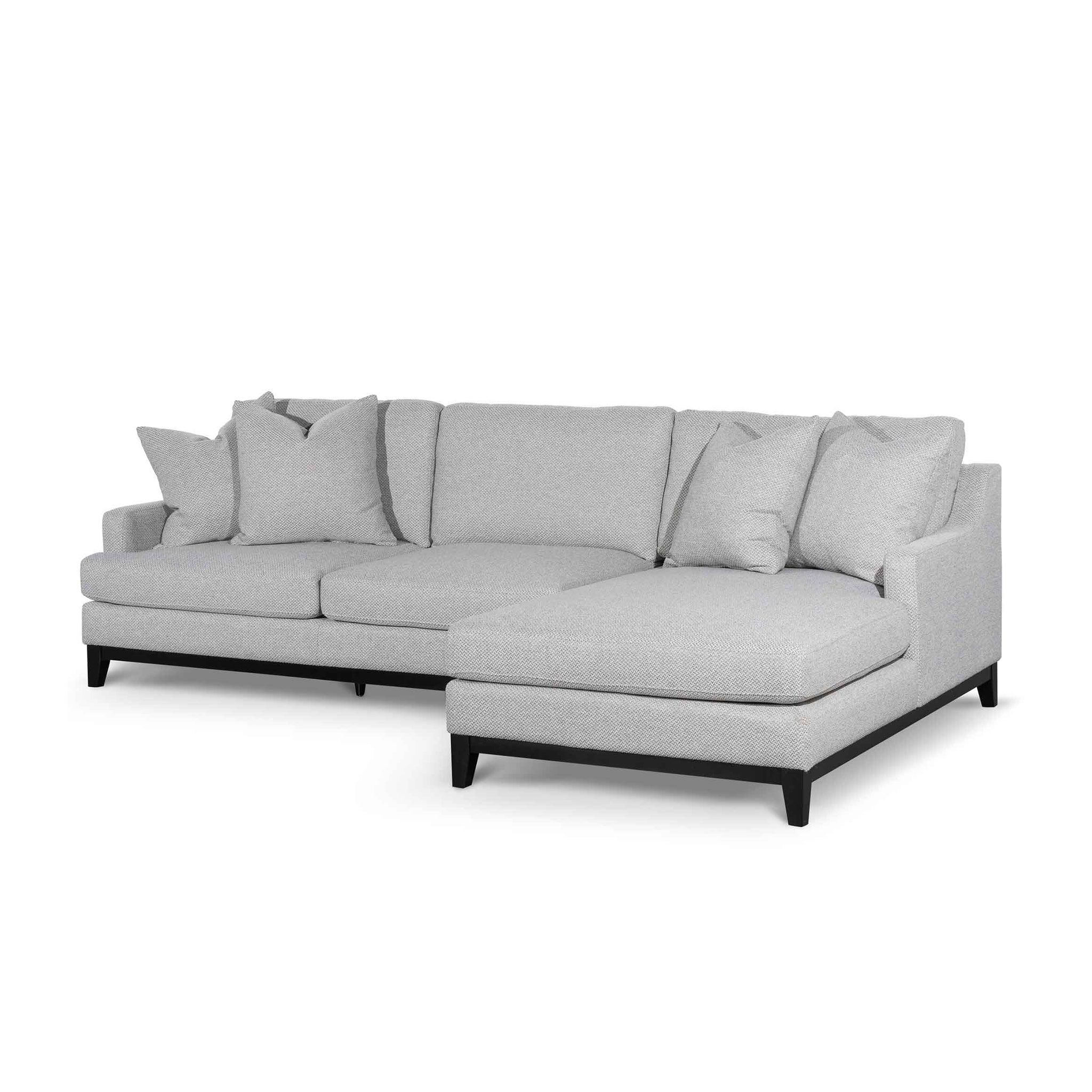 CLC6373-CA 3 Seater Right Chaise Fabric Sofa - Grey - Furniture Castle