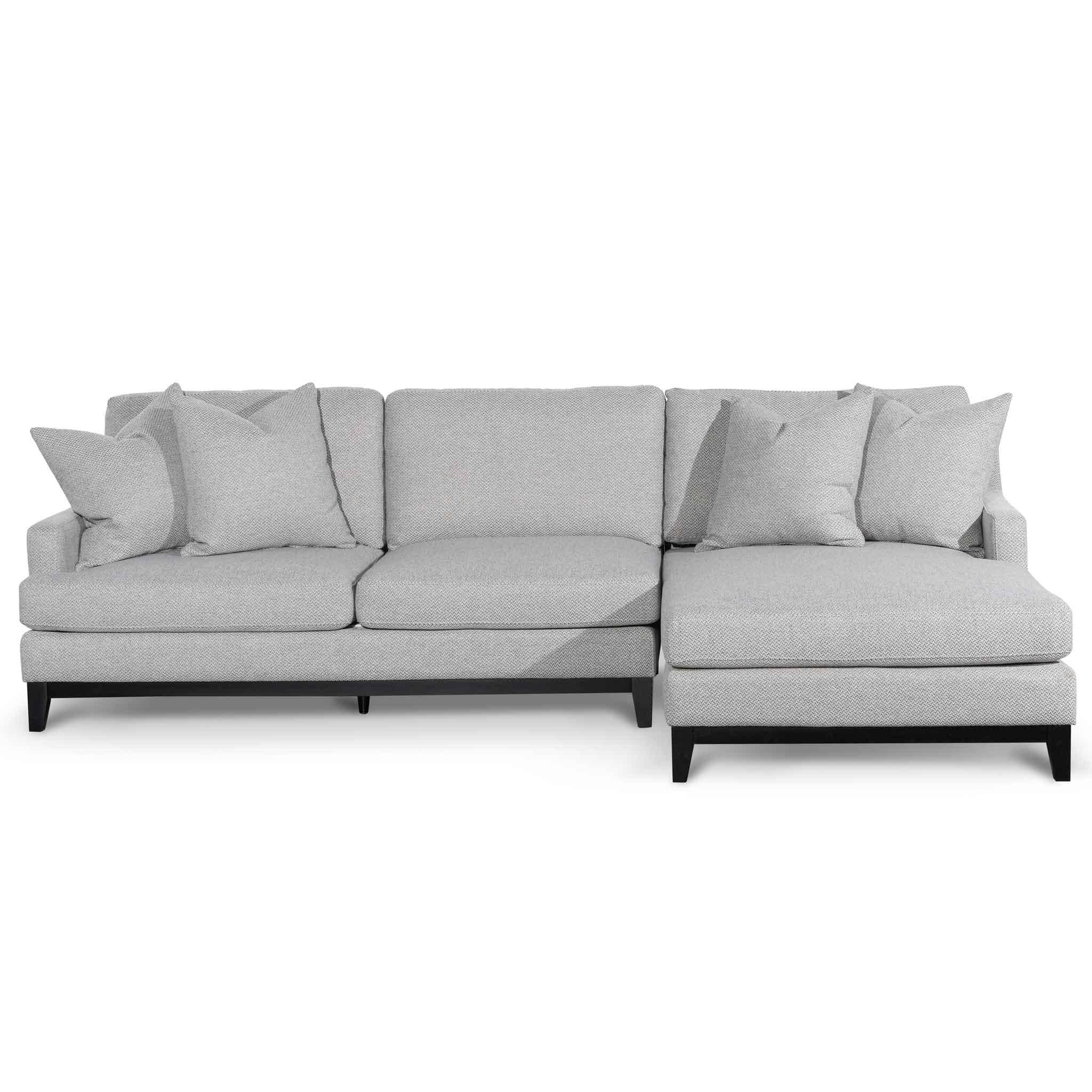 CLC6373-CA 3 Seater Right Chaise Fabric Sofa - Grey - Furniture Castle