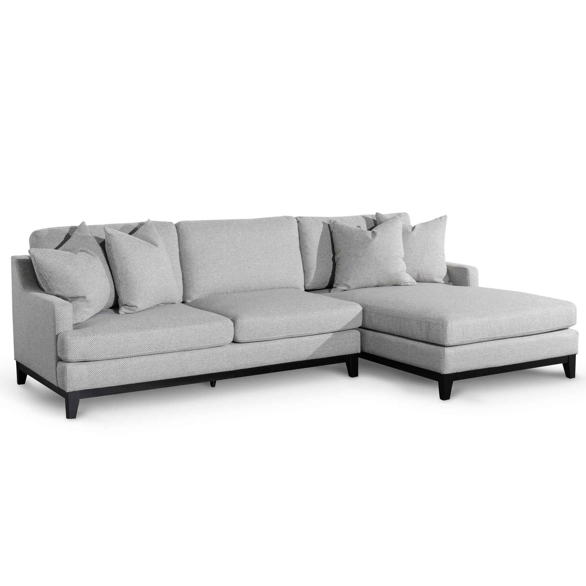 CLC6373-CA 3 Seater Right Chaise Fabric Sofa - Grey - Furniture Castle
