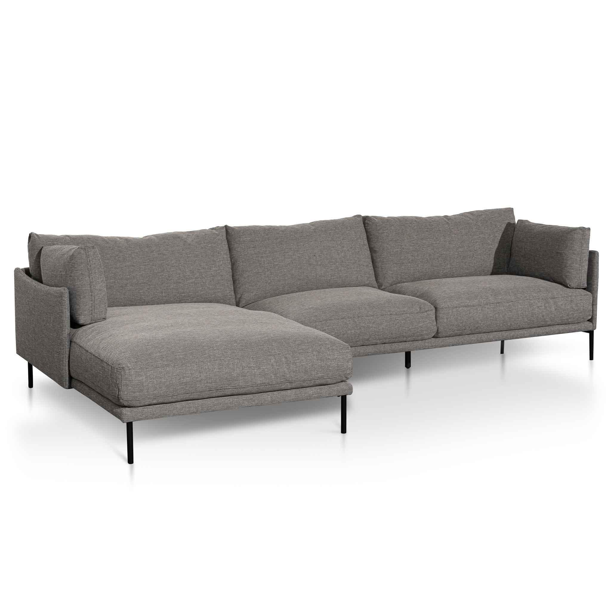 CLC6435-KSO 4 Seater Left Chaise Fabric Sofa - Graphite Grey - Furniture Castle