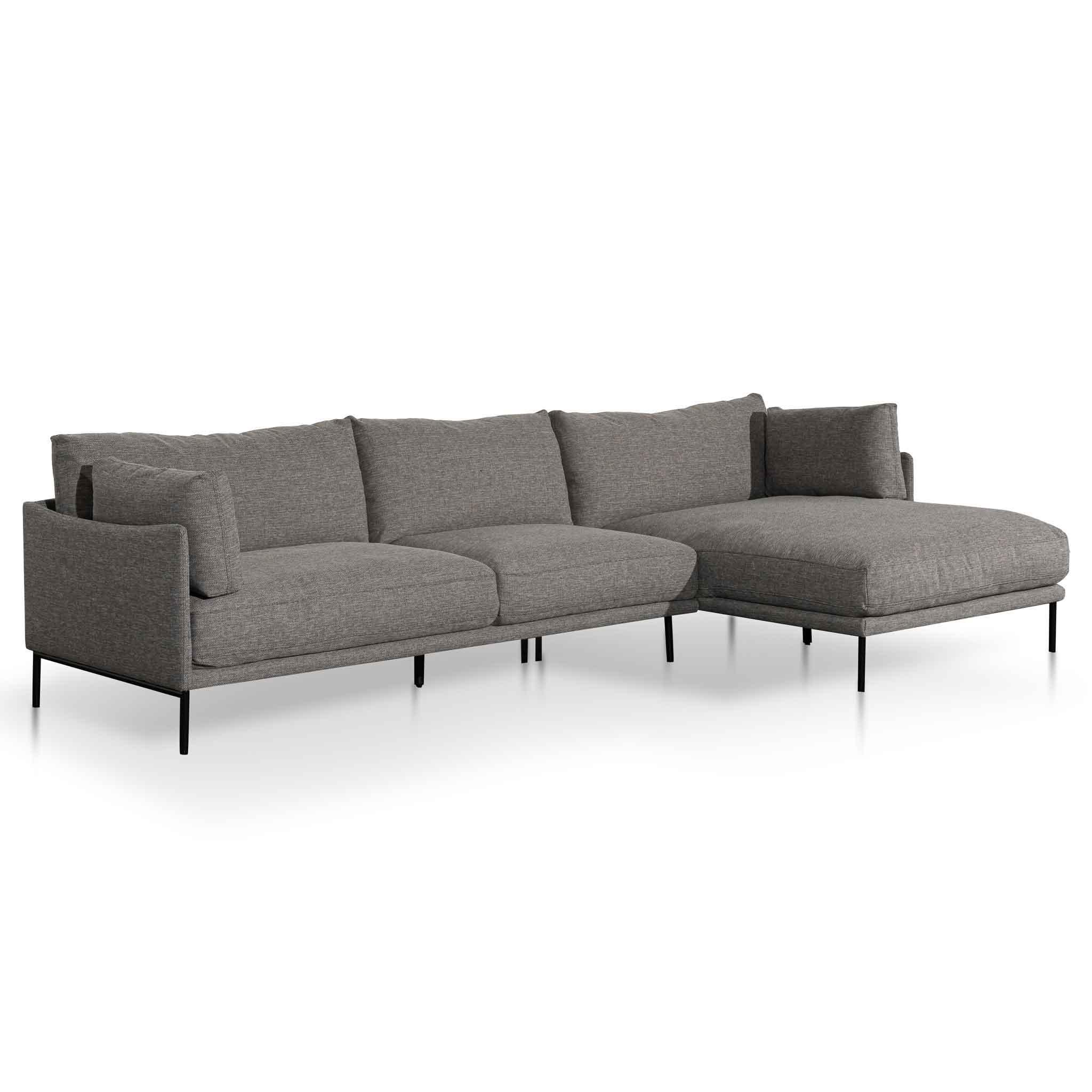 CLC6436-KSO 4 Seater Right Chaise Fabric Sofa - Graphite Grey - Furniture Castle