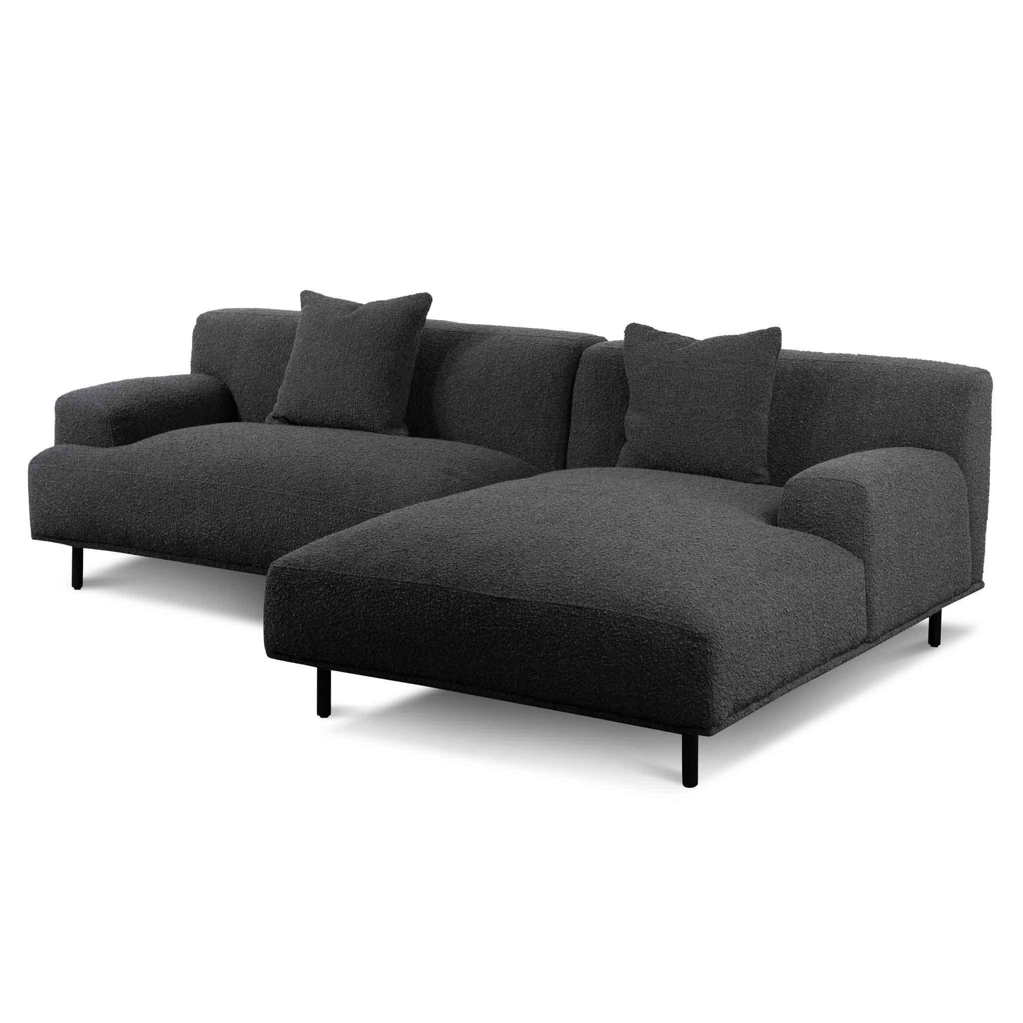 CLC6645-CA Right Chaise Sofa - Charcoal Boucle - Furniture Castle