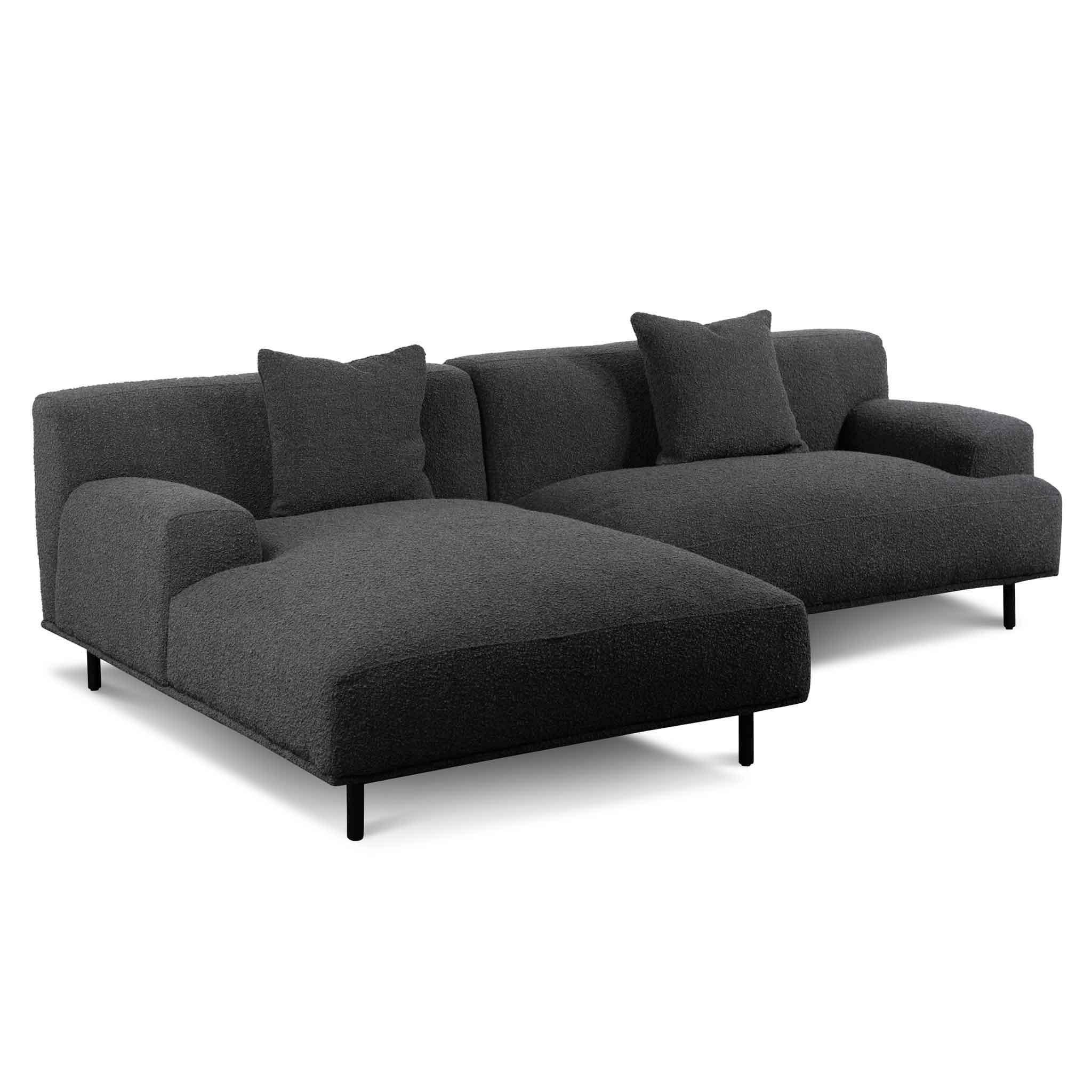CLC6646-CA Left Chaise Sofa - Charcoal Boucle - Furniture Castle