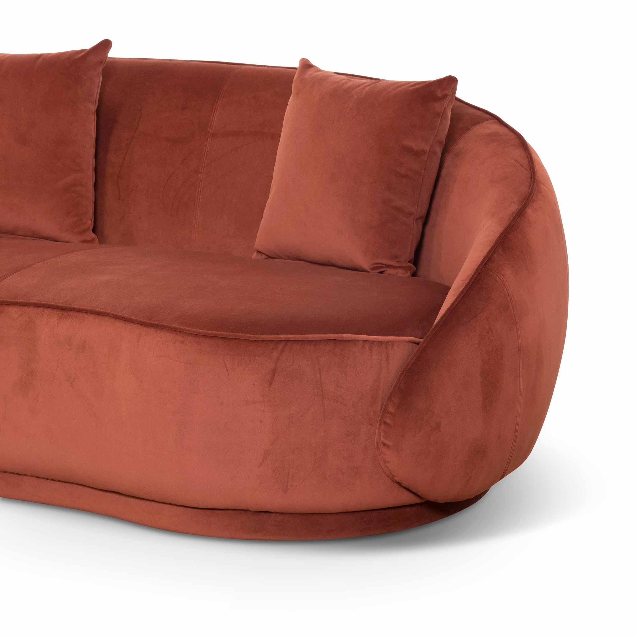 CLC6748-FS Velvet 3 Seater Sofa - Rustic Orange - Furniture Castle