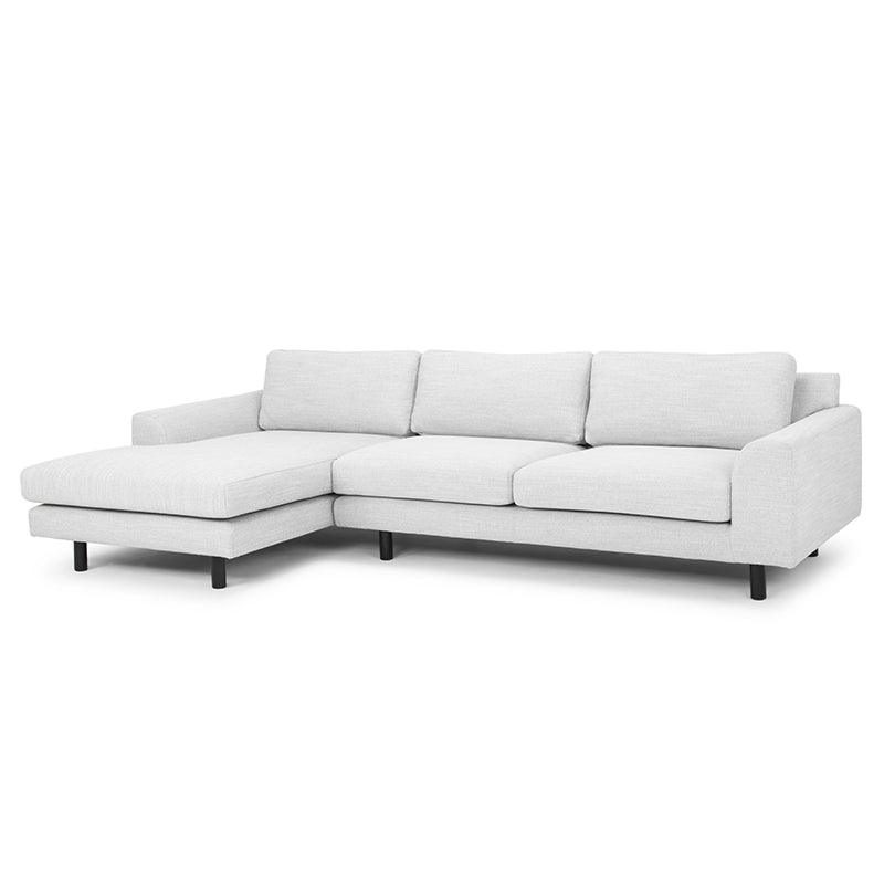 CLC747 3 Seater Left Chaise Sofa - Light Texture Grey - Black legs - Furniture Castle