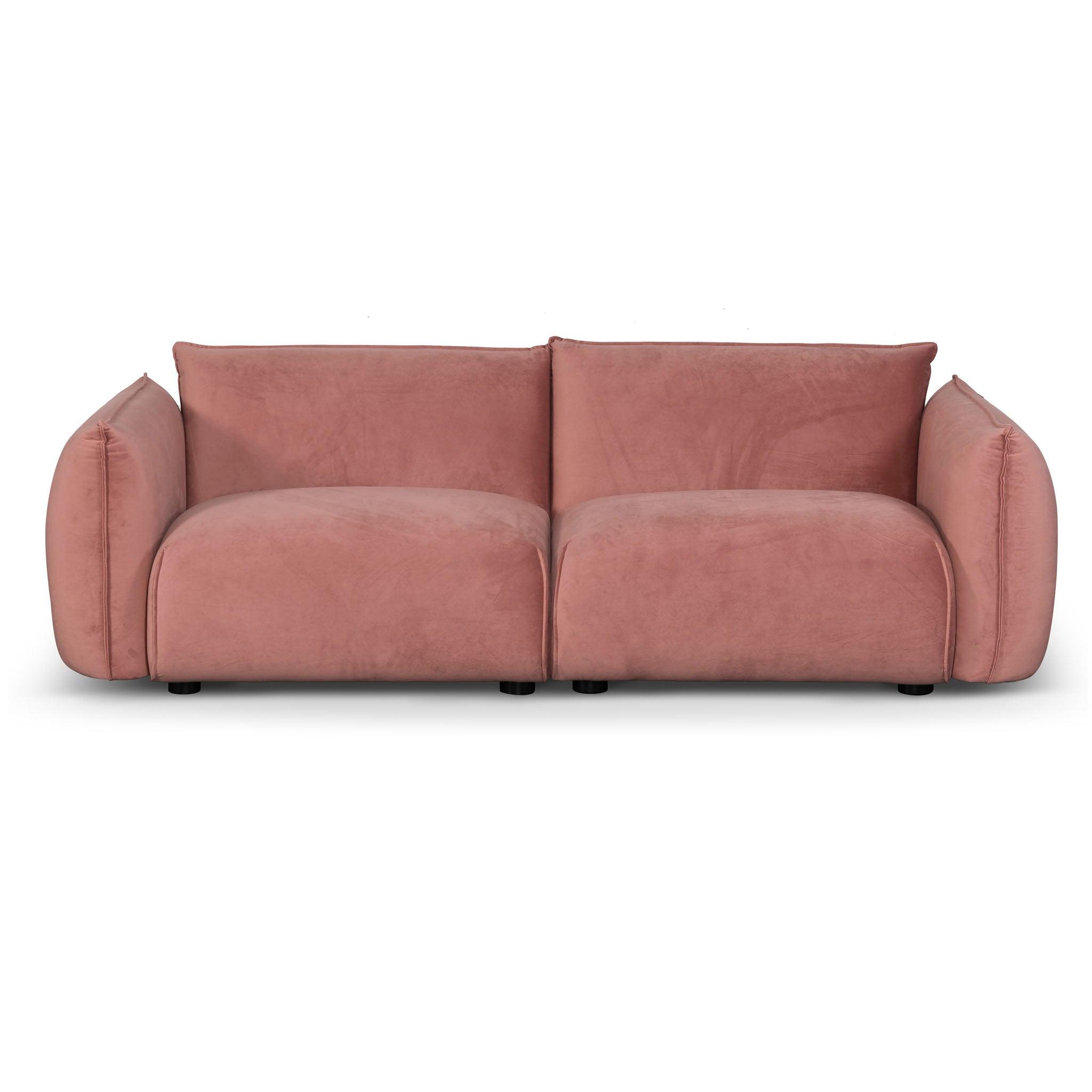 CLC8180-IG 3 Seater Sofa - Blush Pink Velvet With Brass Frame - Furniture Castle
