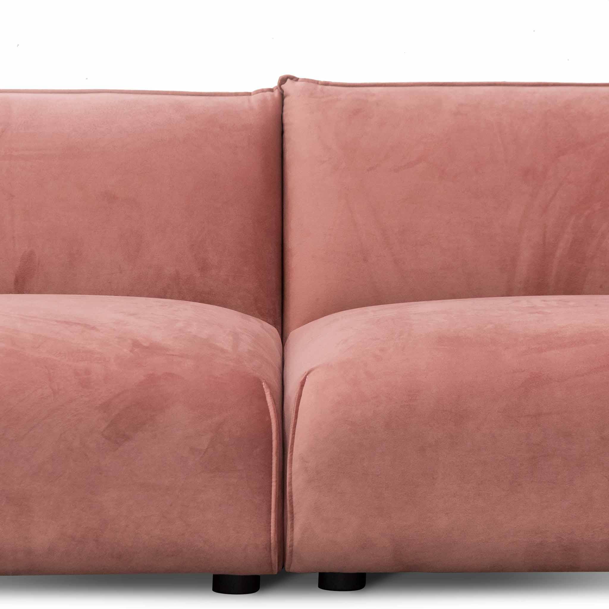 CLC8180-IG 3 Seater Sofa - Blush Pink Velvet With Brass Frame - Furniture Castle