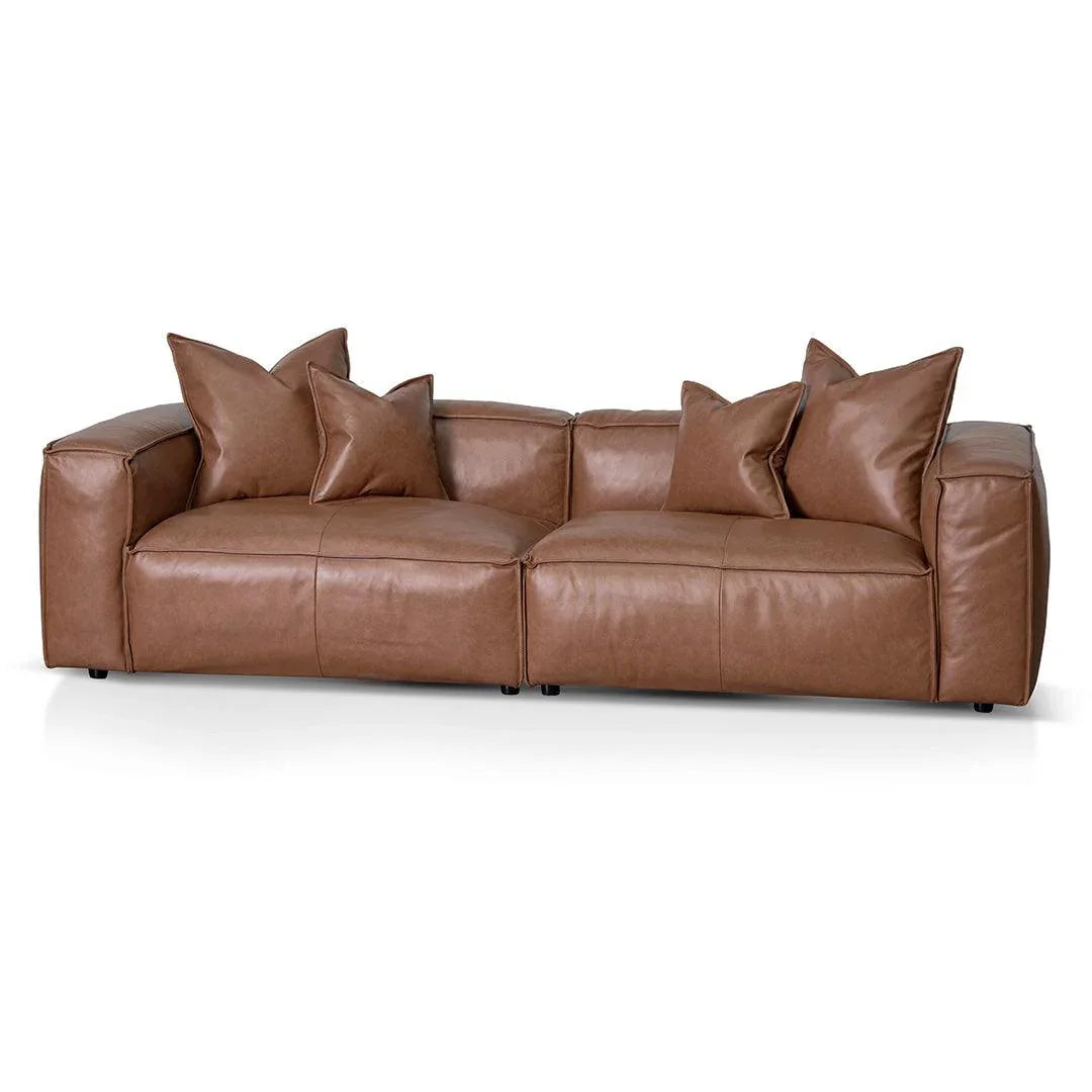 CLC8317-KSO 4 Seater Sofa with Cushion and Pillow - Caramel Brown - Furniture Castle
