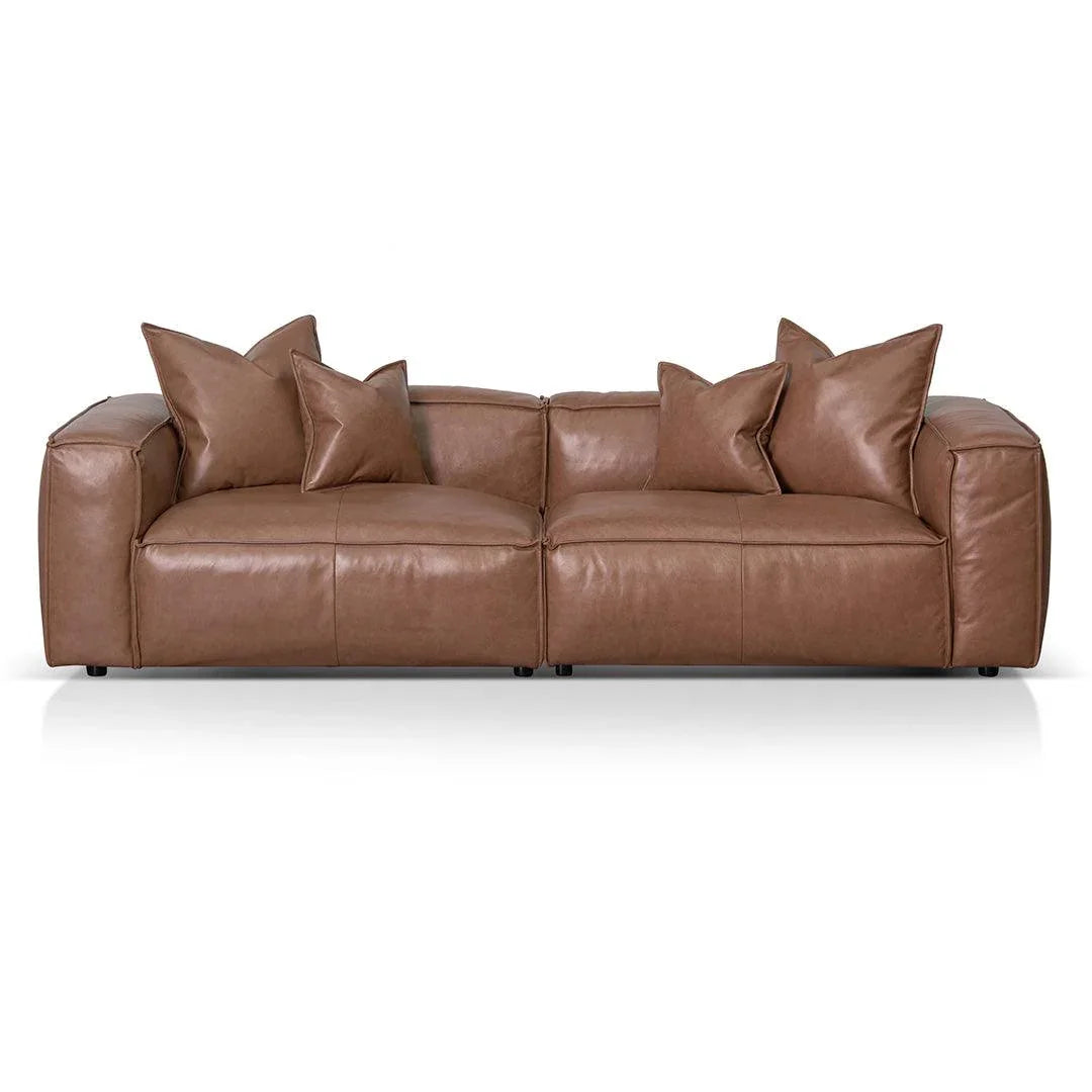 CLC8317-KSO 4 Seater Sofa with Cushion and Pillow - Caramel Brown - Furniture Castle