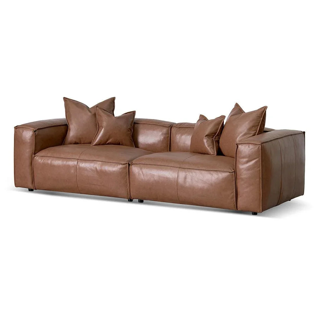 CLC8317-KSO 4 Seater Sofa with Cushion and Pillow - Caramel Brown - Furniture Castle