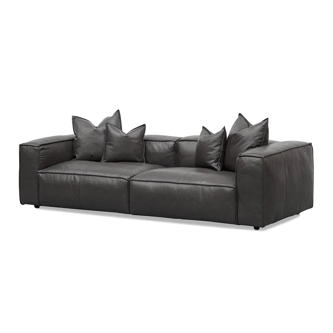 CLC8318-KSO 4 Seater Sofa with Cushion and Pillow - Shadow Grey Leather - Furniture Castle