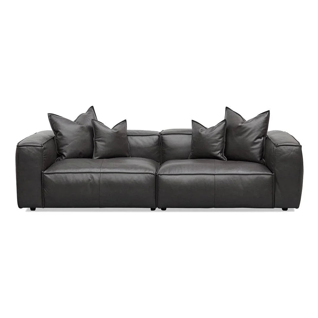 CLC8318-KSO 4 Seater Sofa with Cushion and Pillow - Shadow Grey Leather - Furniture Castle