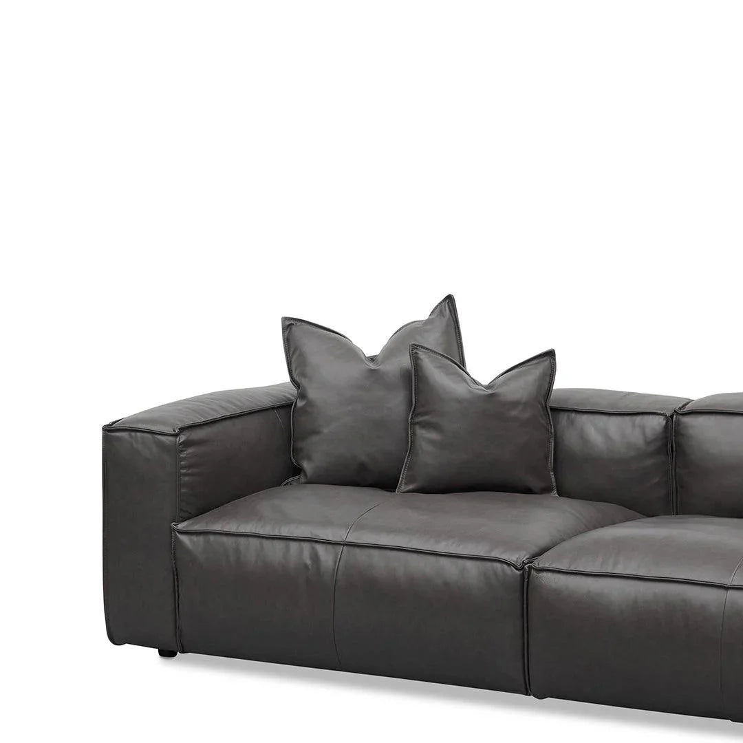 CLC8318-KSO 4 Seater Sofa with Cushion and Pillow - Shadow Grey Leather - Furniture Castle