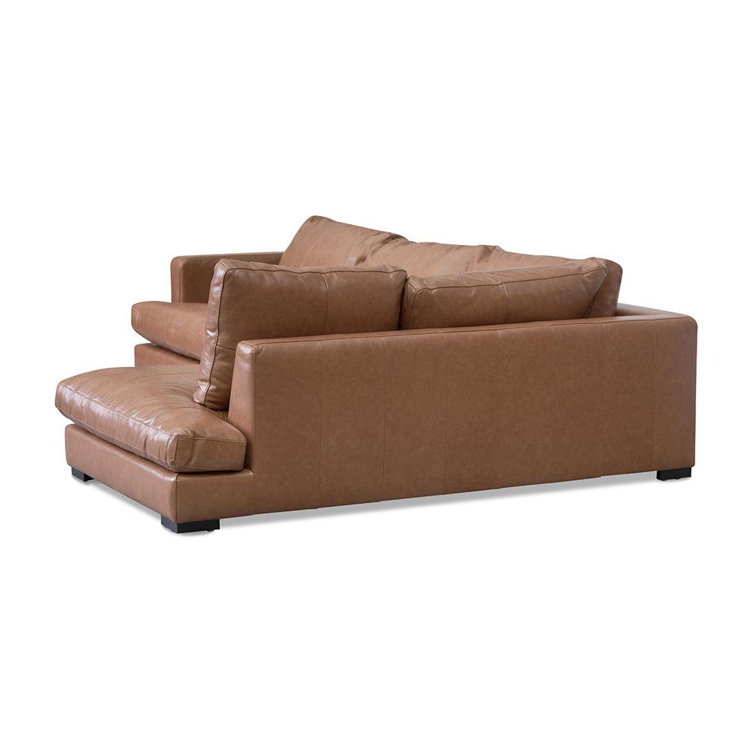 CLC8319-KSO 4 Seater Right Chaise Leather Sofa - Caramel Brown - Furniture Castle