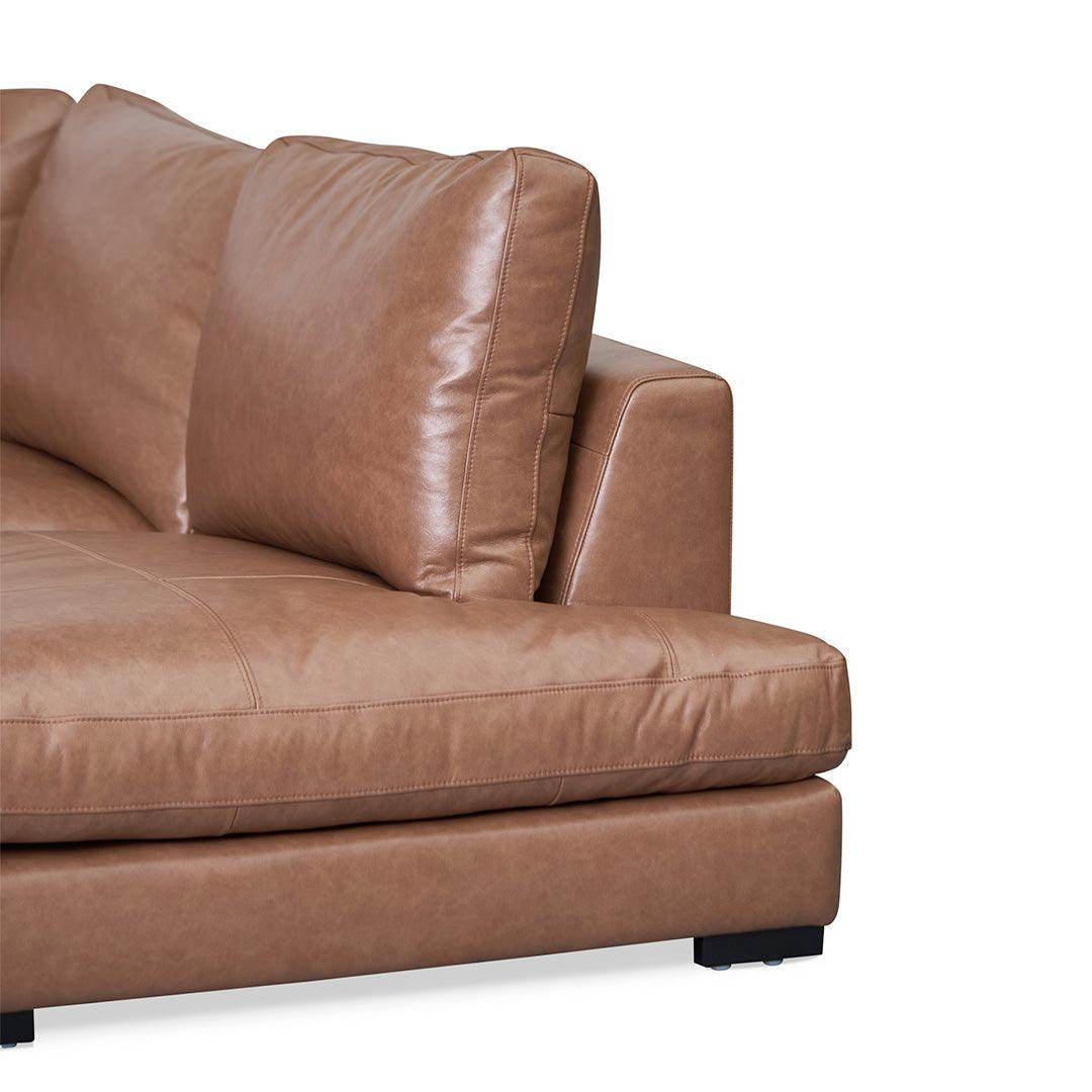 CLC8319-KSO 4 Seater Right Chaise Leather Sofa - Caramel Brown - Furniture Castle