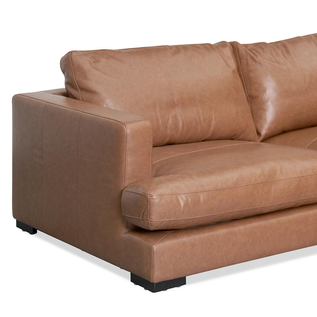 CLC8319-KSO 4 Seater Right Chaise Leather Sofa - Caramel Brown - Furniture Castle
