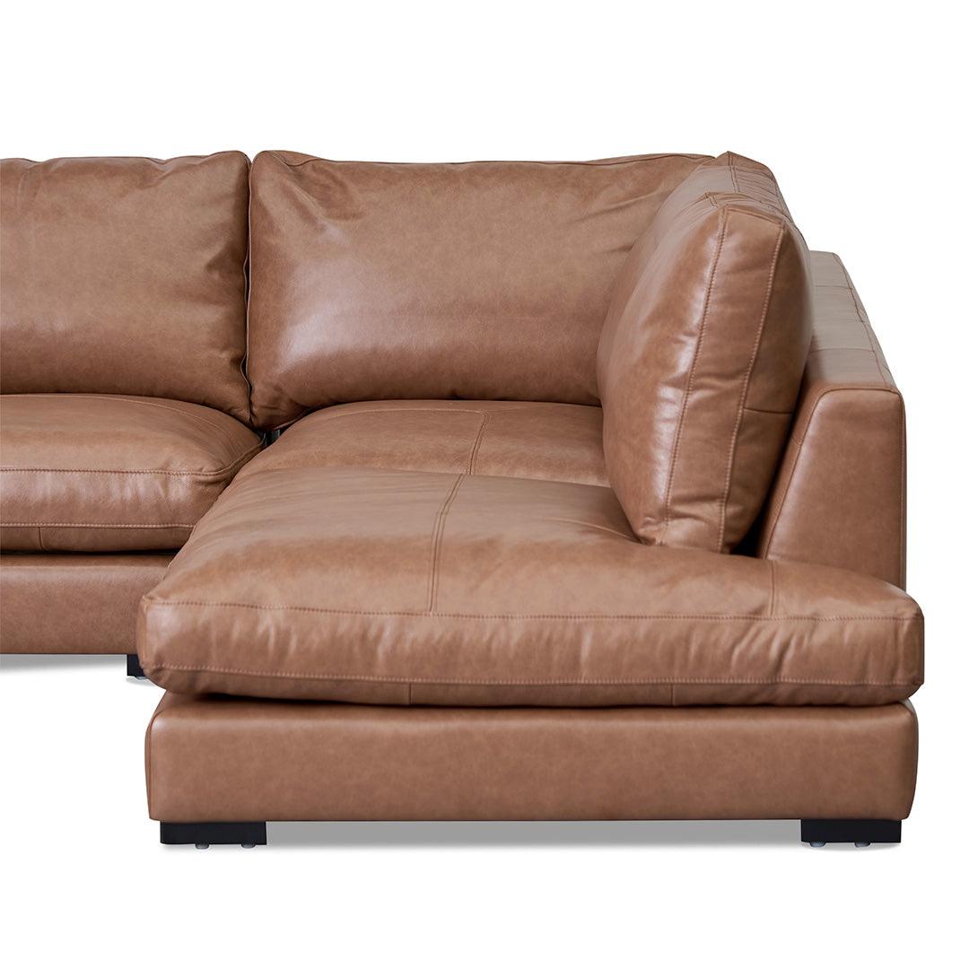 CLC8319-KSO 4 Seater Right Chaise Leather Sofa - Caramel Brown - Furniture Castle