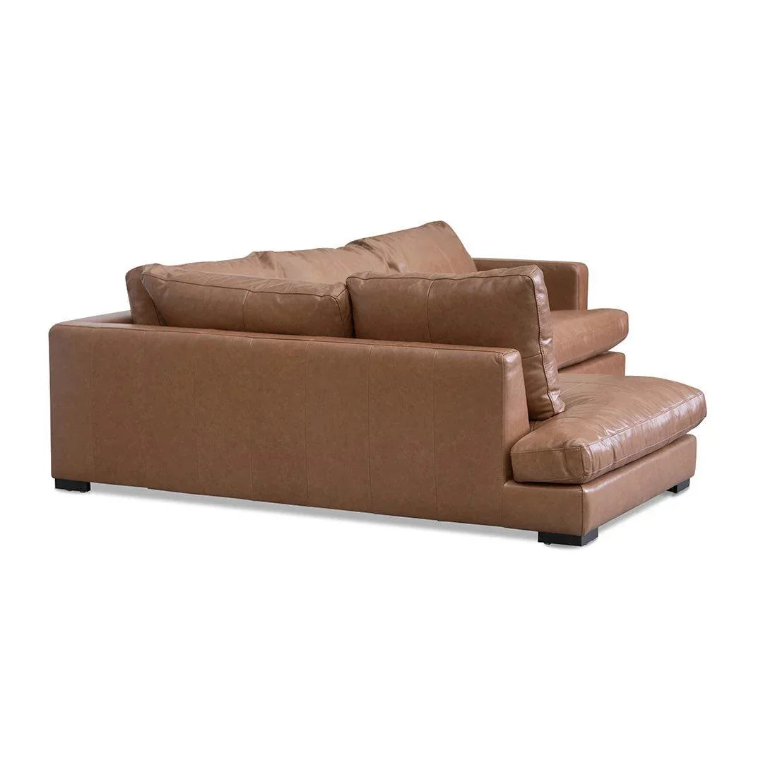 CLC8320-KSO 4 Seater Left Chaise Leather Sofa - Caramel Brown - Furniture Castle