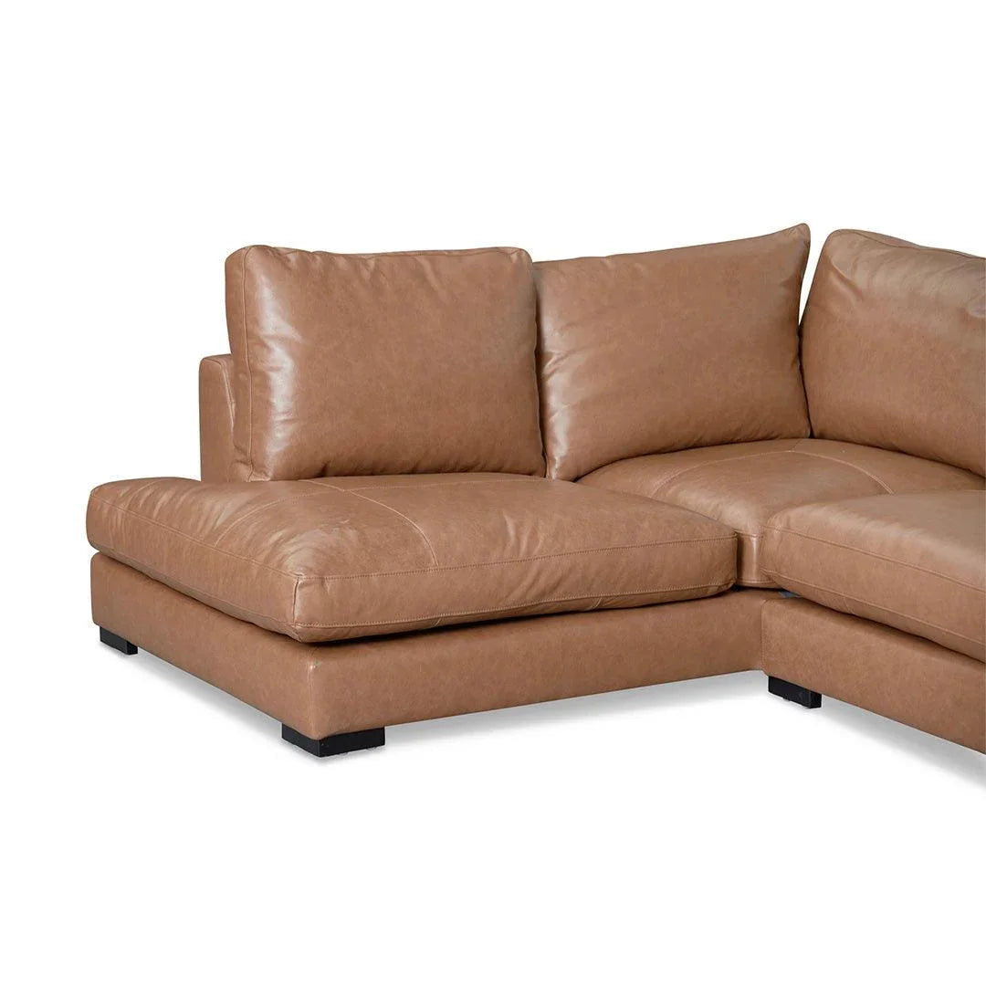 CLC8320-KSO 4 Seater Left Chaise Leather Sofa - Caramel Brown - Furniture Castle