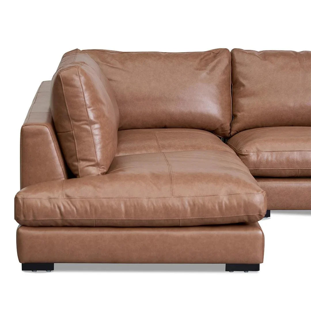 CLC8320-KSO 4 Seater Left Chaise Leather Sofa - Caramel Brown - Furniture Castle