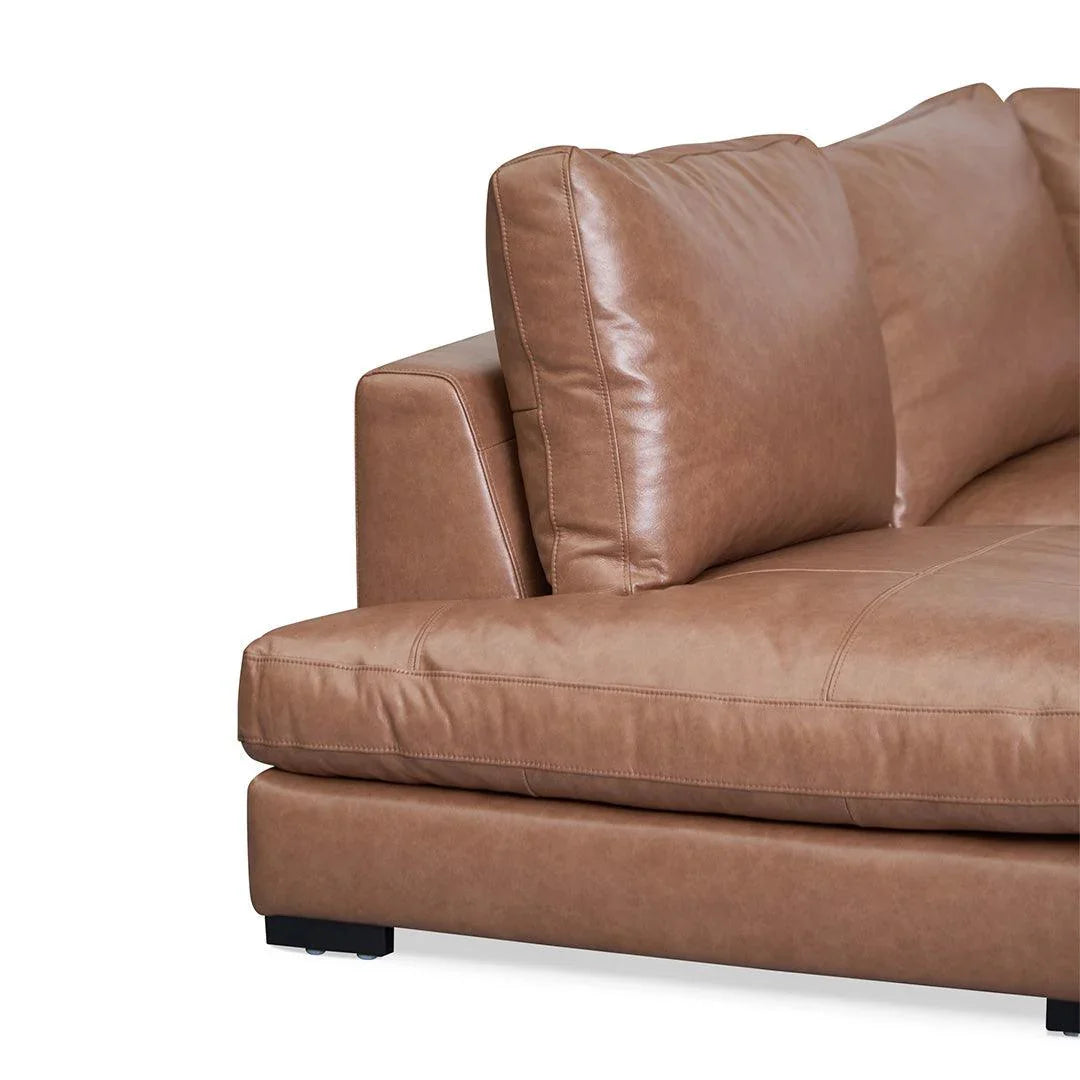 CLC8320-KSO 4 Seater Left Chaise Leather Sofa - Caramel Brown - Furniture Castle