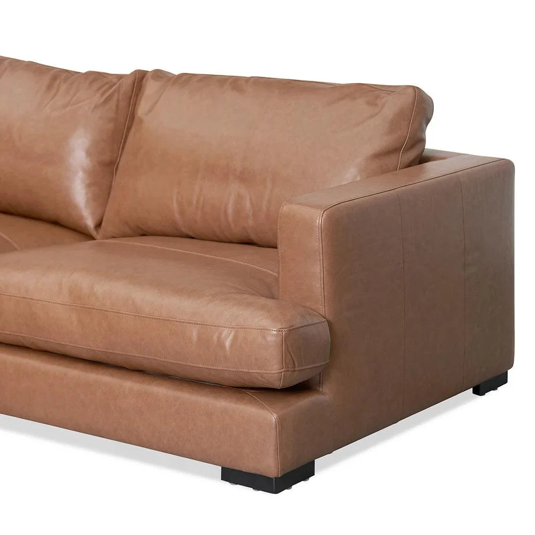 CLC8320-KSO 4 Seater Left Chaise Leather Sofa - Caramel Brown - Furniture Castle
