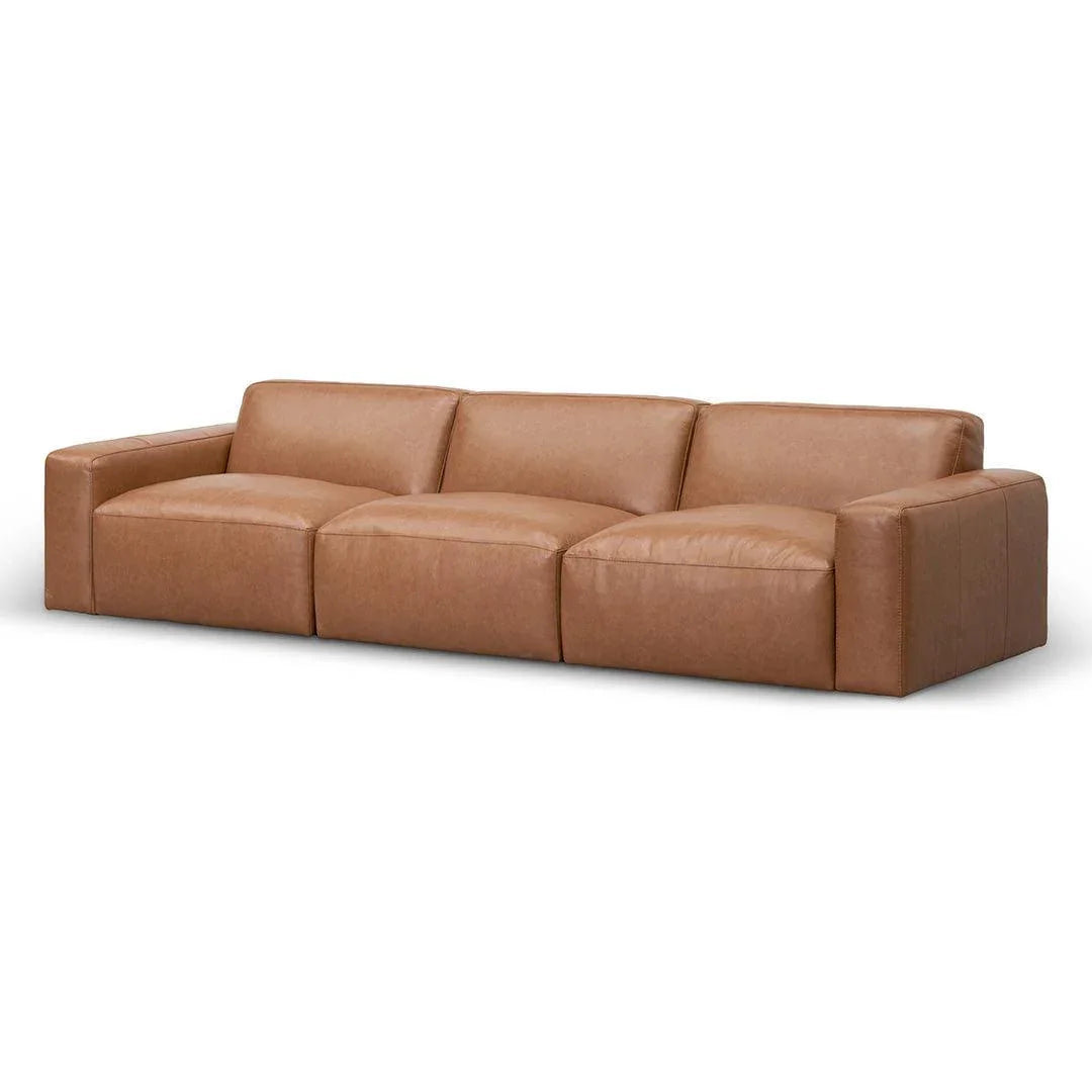 CLC8336-KSO 4 Seater Sofa - Caramel Brown Leather - Furniture Castle