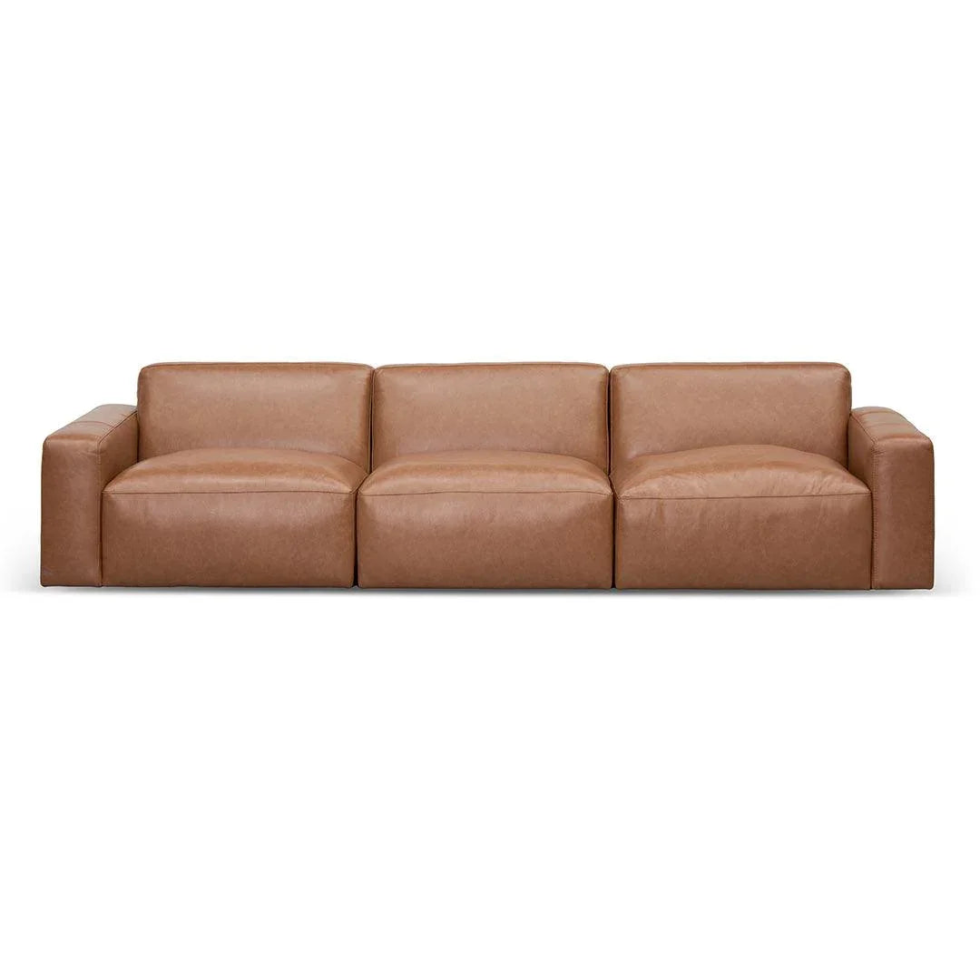 CLC8336-KSO 4 Seater Sofa - Caramel Brown Leather - Furniture Castle