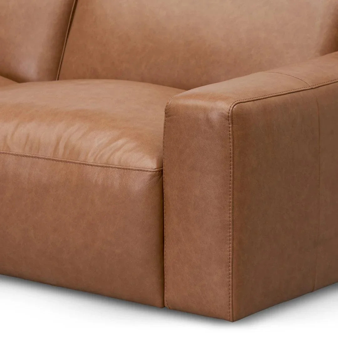 CLC8336-KSO 4 Seater Sofa - Caramel Brown Leather - Furniture Castle